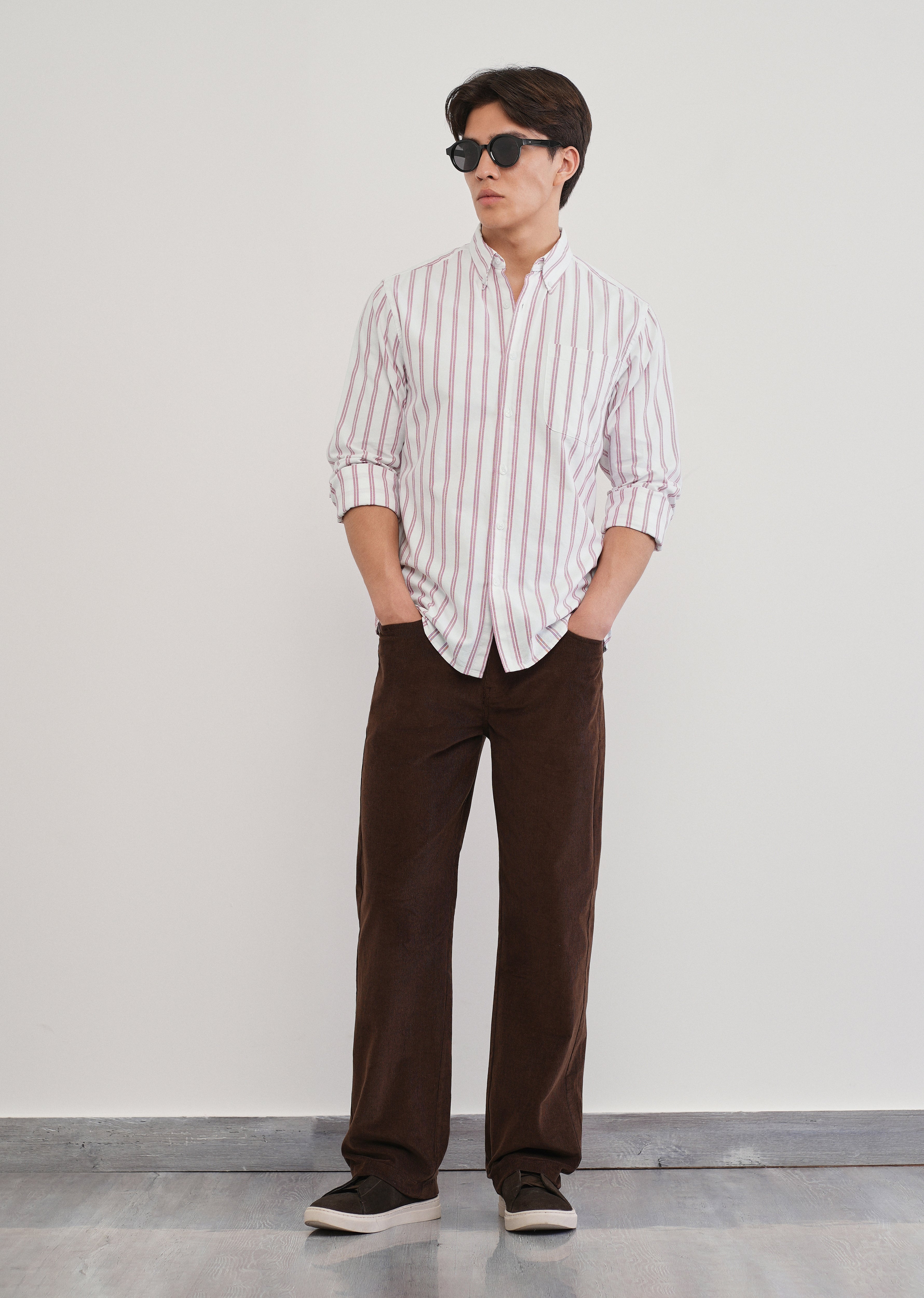 Red Double Stripe Cotton Shirt