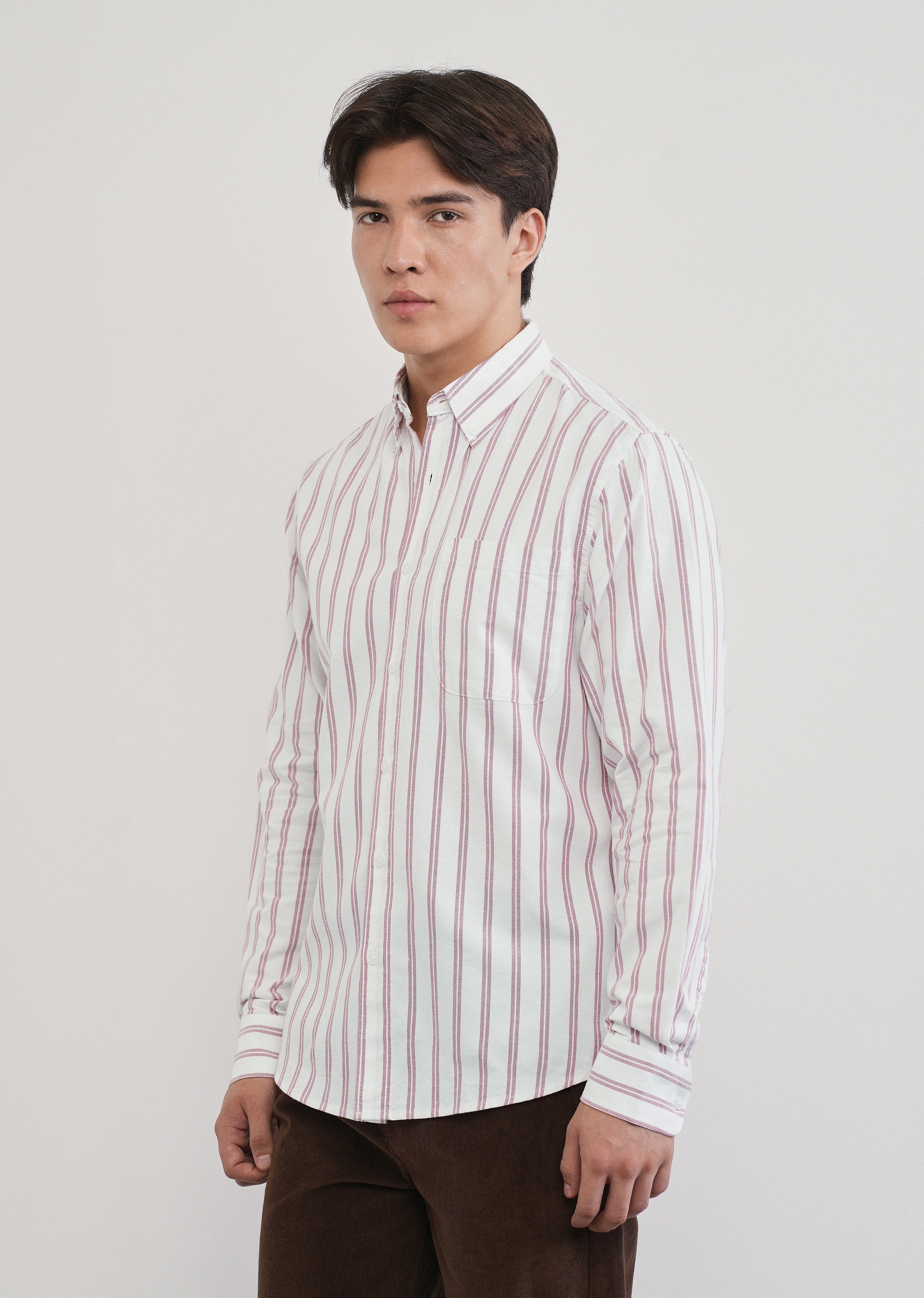 Red Double Stripe Cotton Shirt