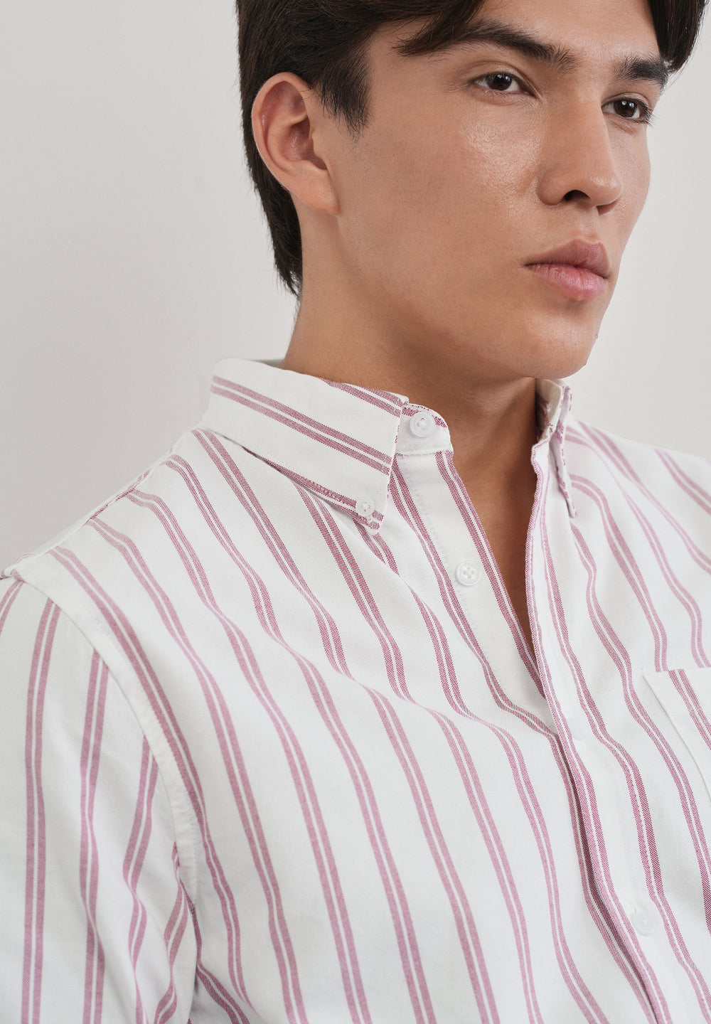 Red Double Stripe Cotton Shirt
