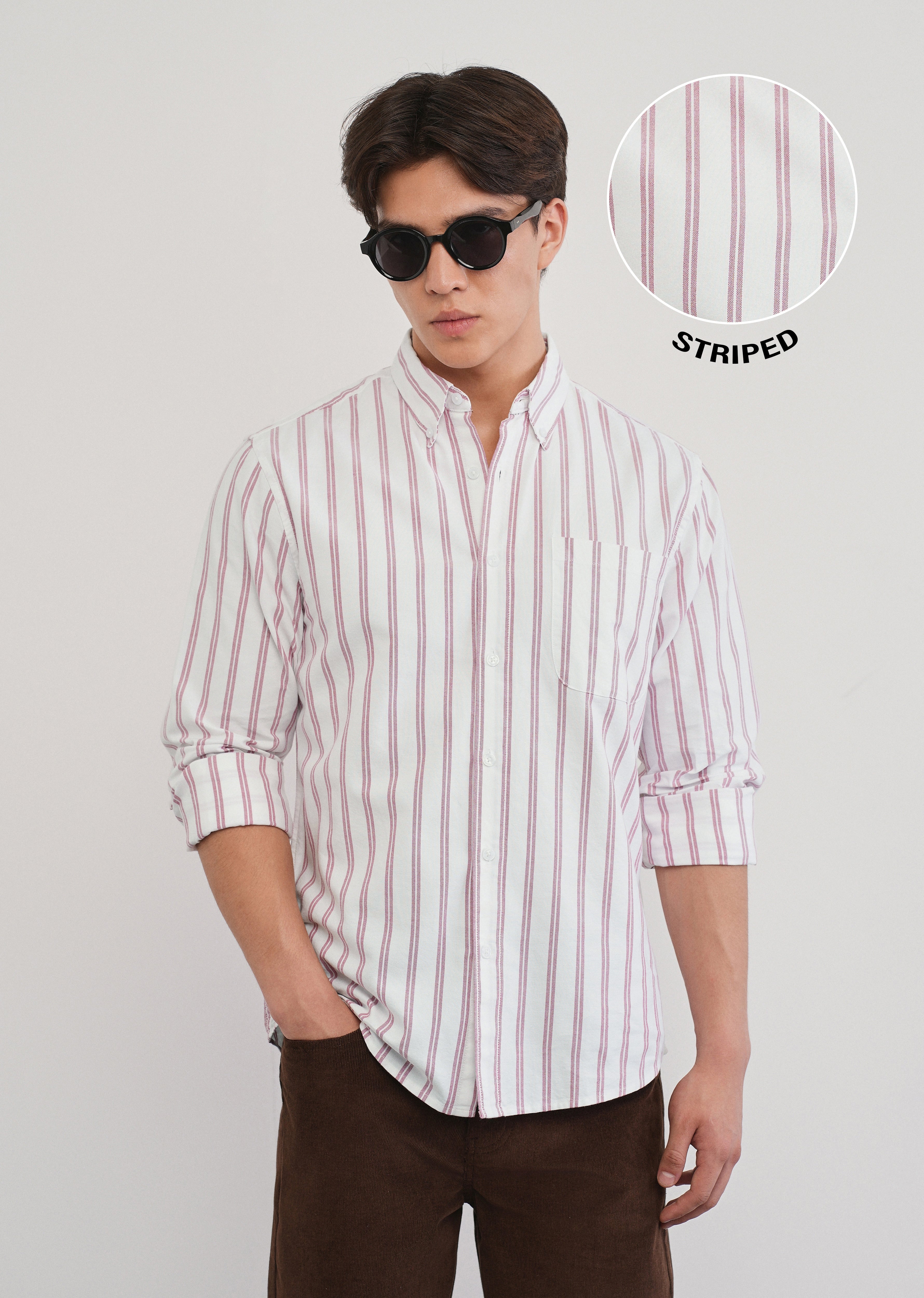 Red Double Stripe Cotton Shirt