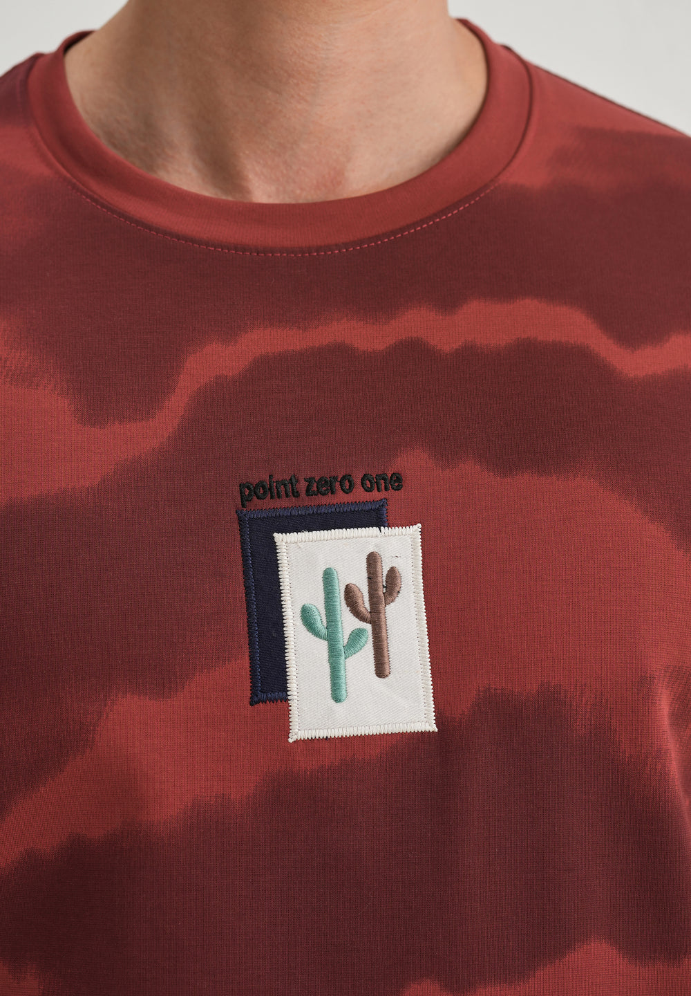 Red Dye Cactus Patch Print T-Shirt