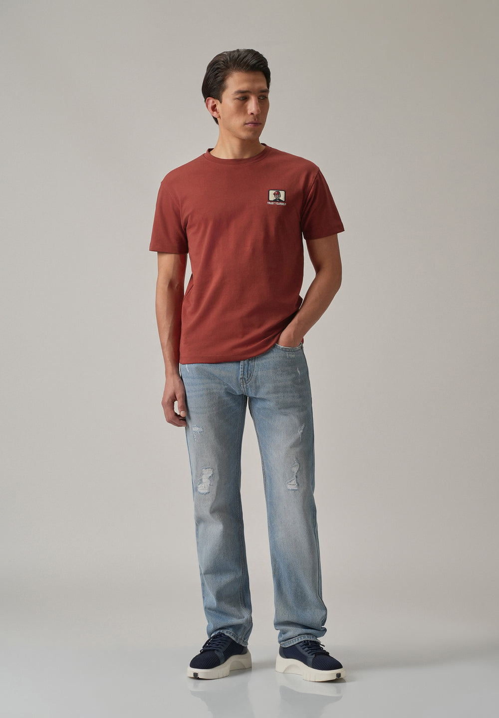 Red Printed Slim Fit T-Shirt