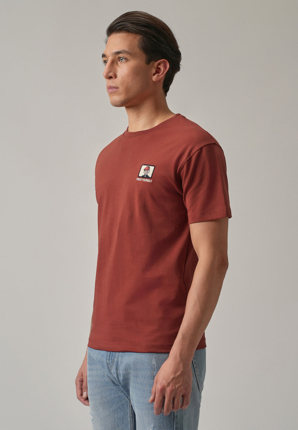 Red Printed Slim Fit T-Shirt