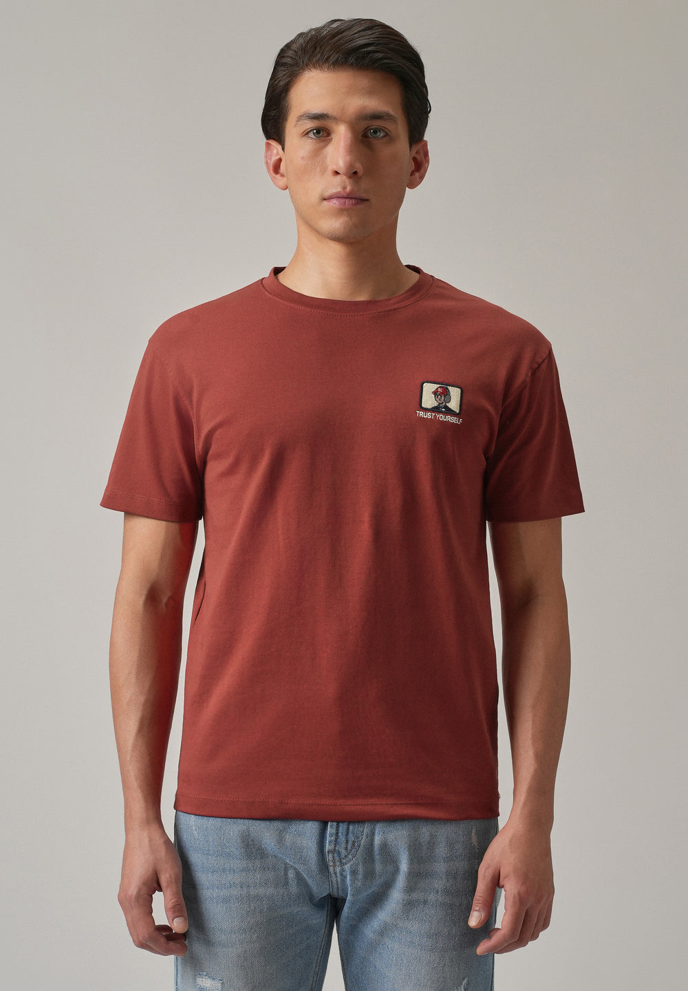 Red Printed Slim Fit T-Shirt