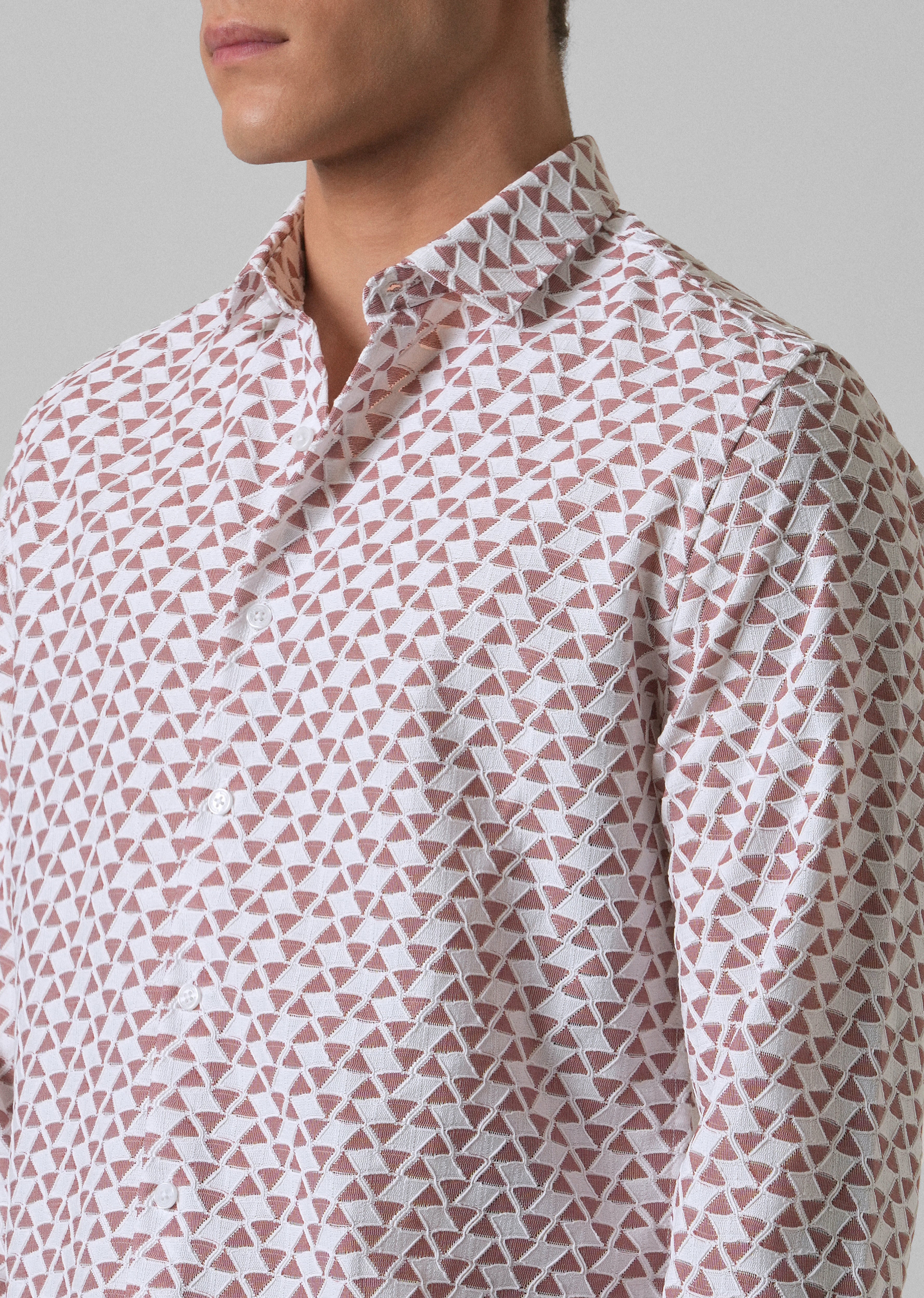 Red Self Pattern Shirt