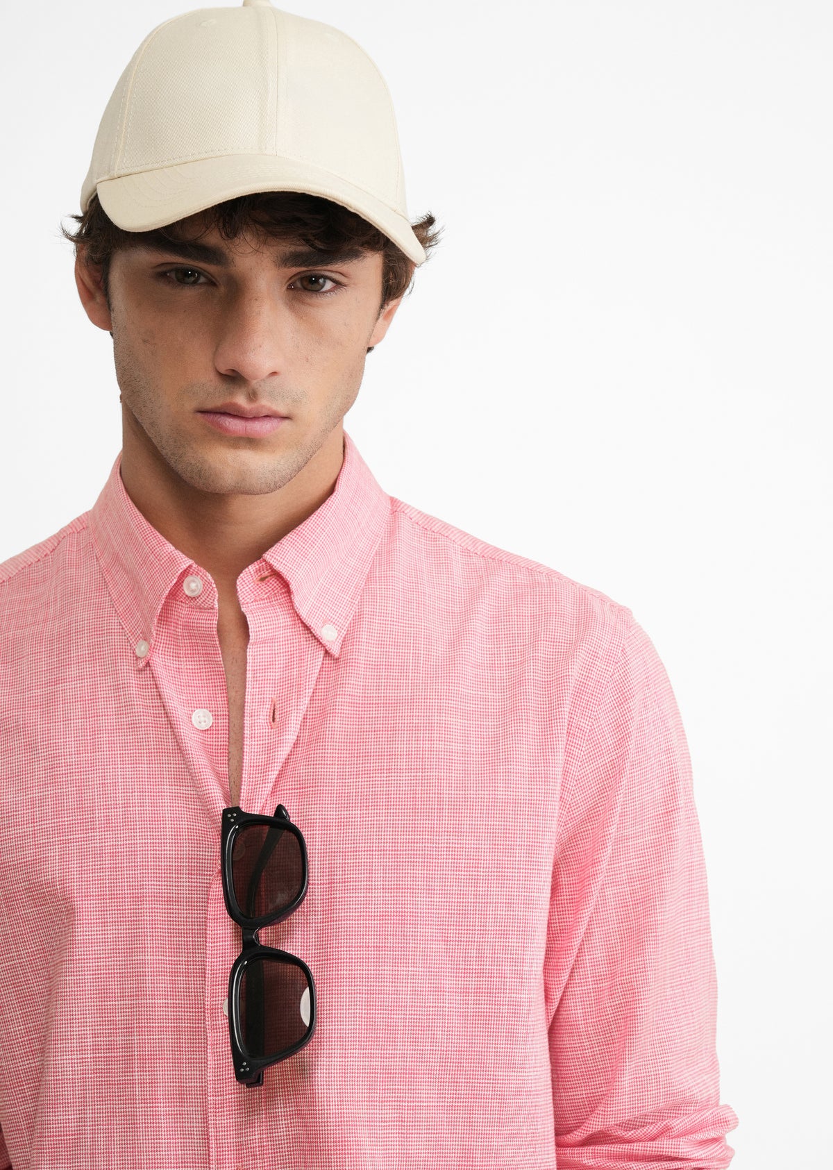 Red Textured Weave Cotton Shirt