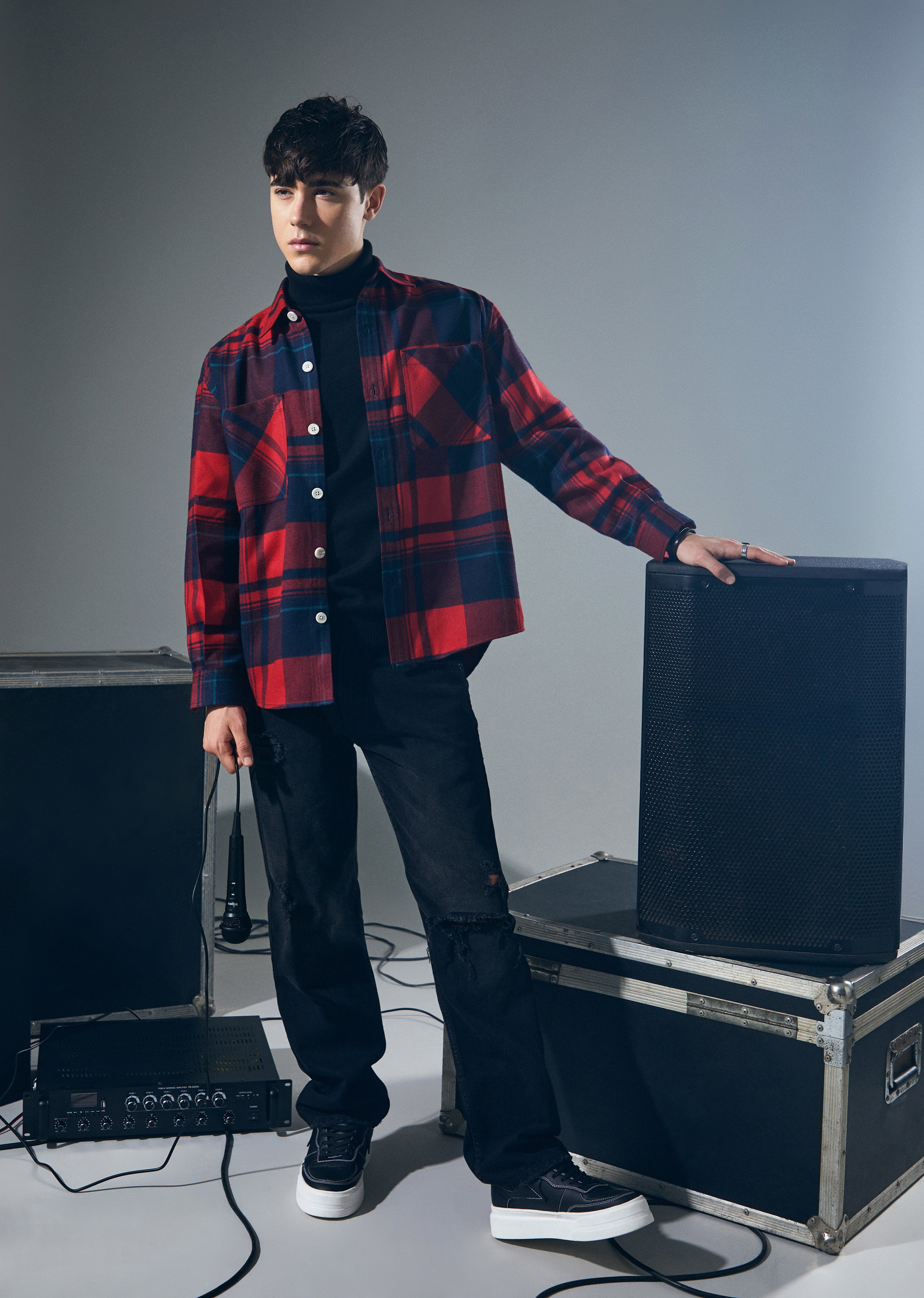 Red Checked Relaxed Fit Shacket