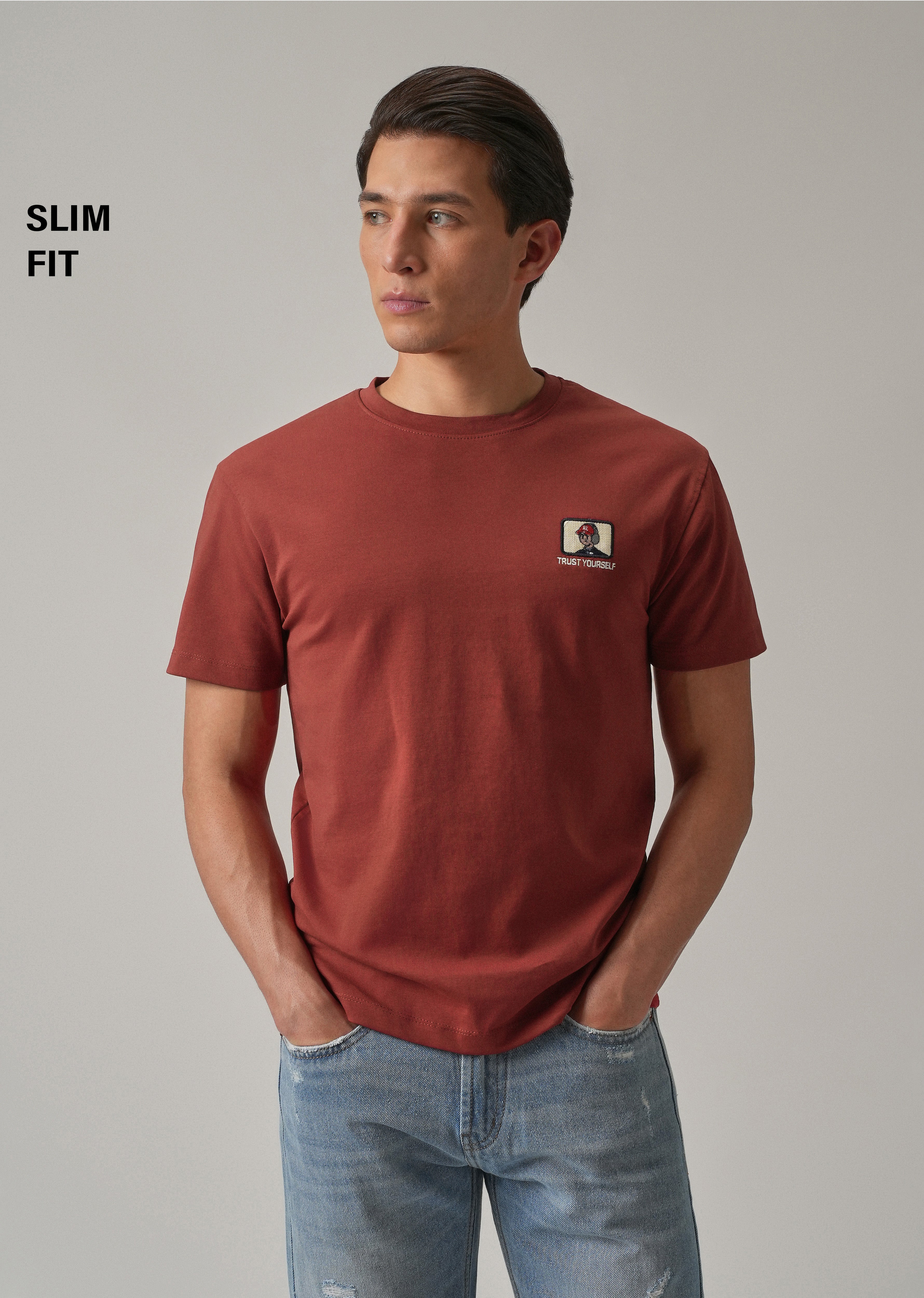 Red Printed Slim Fit T-Shirt