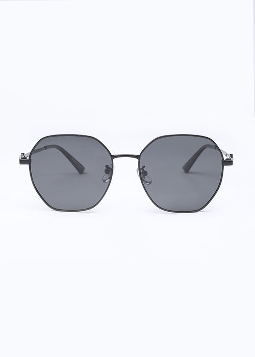 Retro Black Unisex Hexagonal Sunglasses