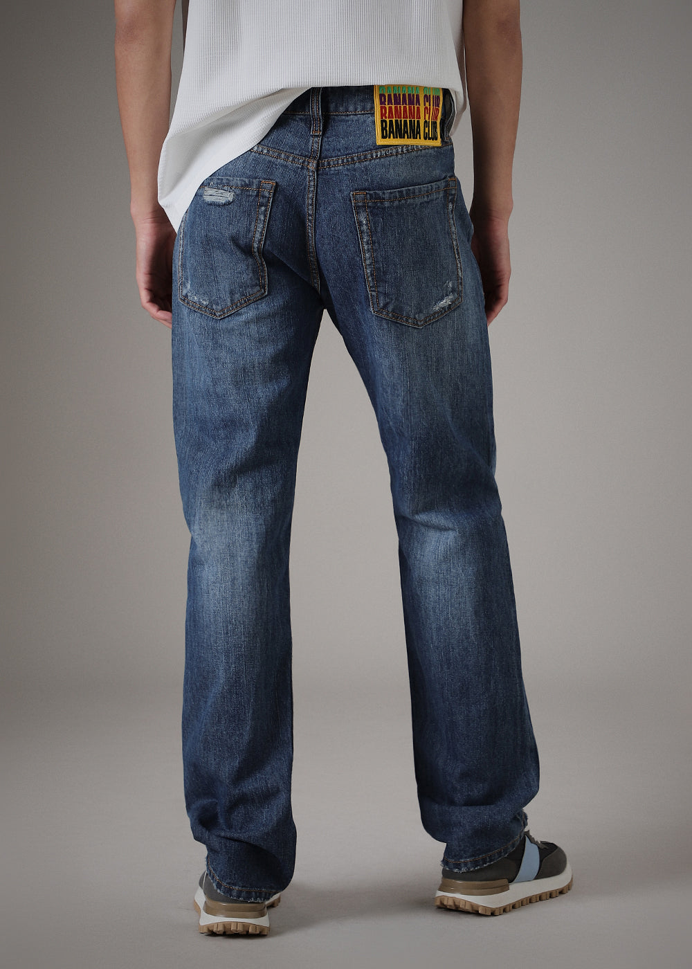 Ribbed Blue Straight fit Jeans