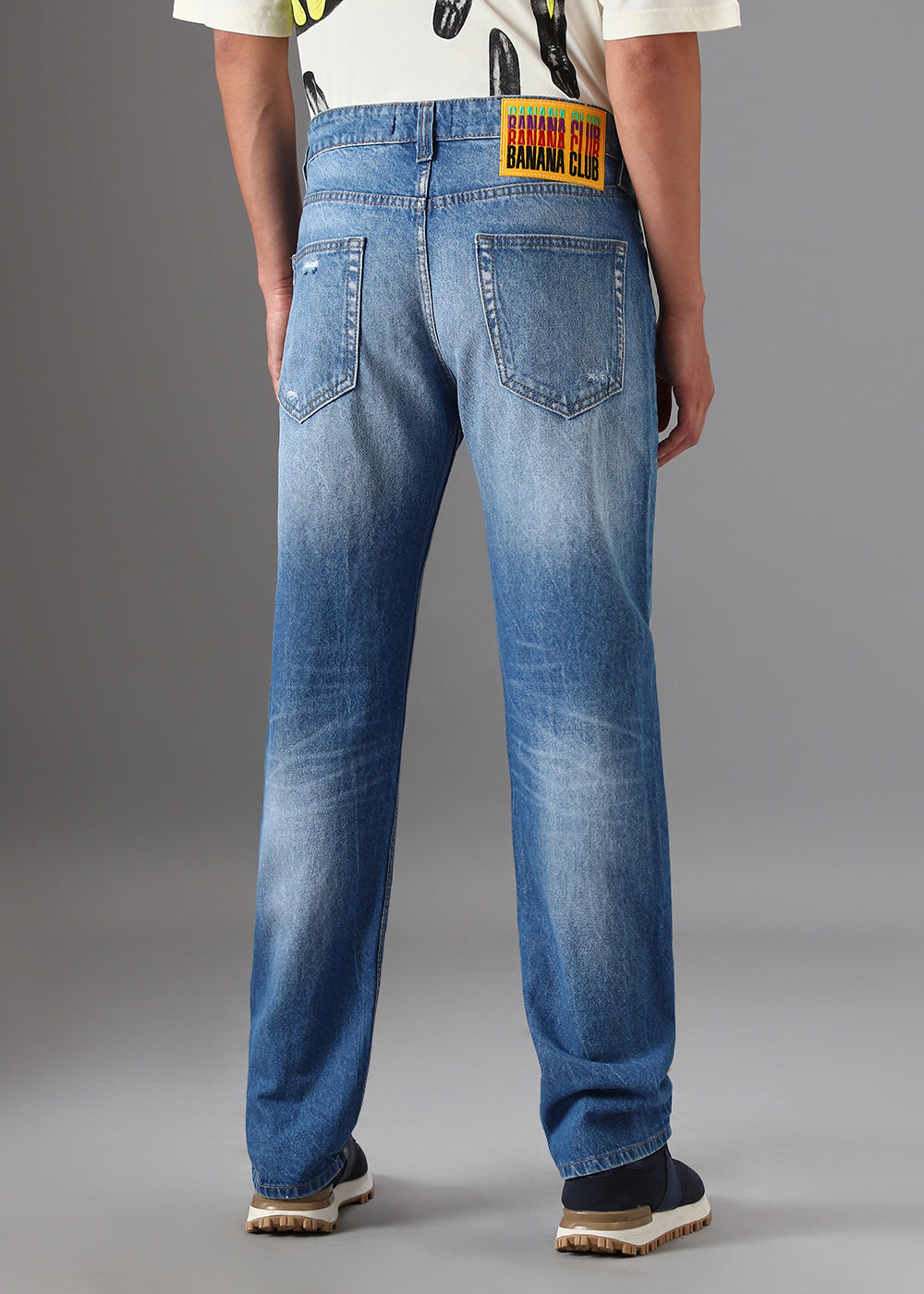 Ribbed Blue Straight Fit Denim