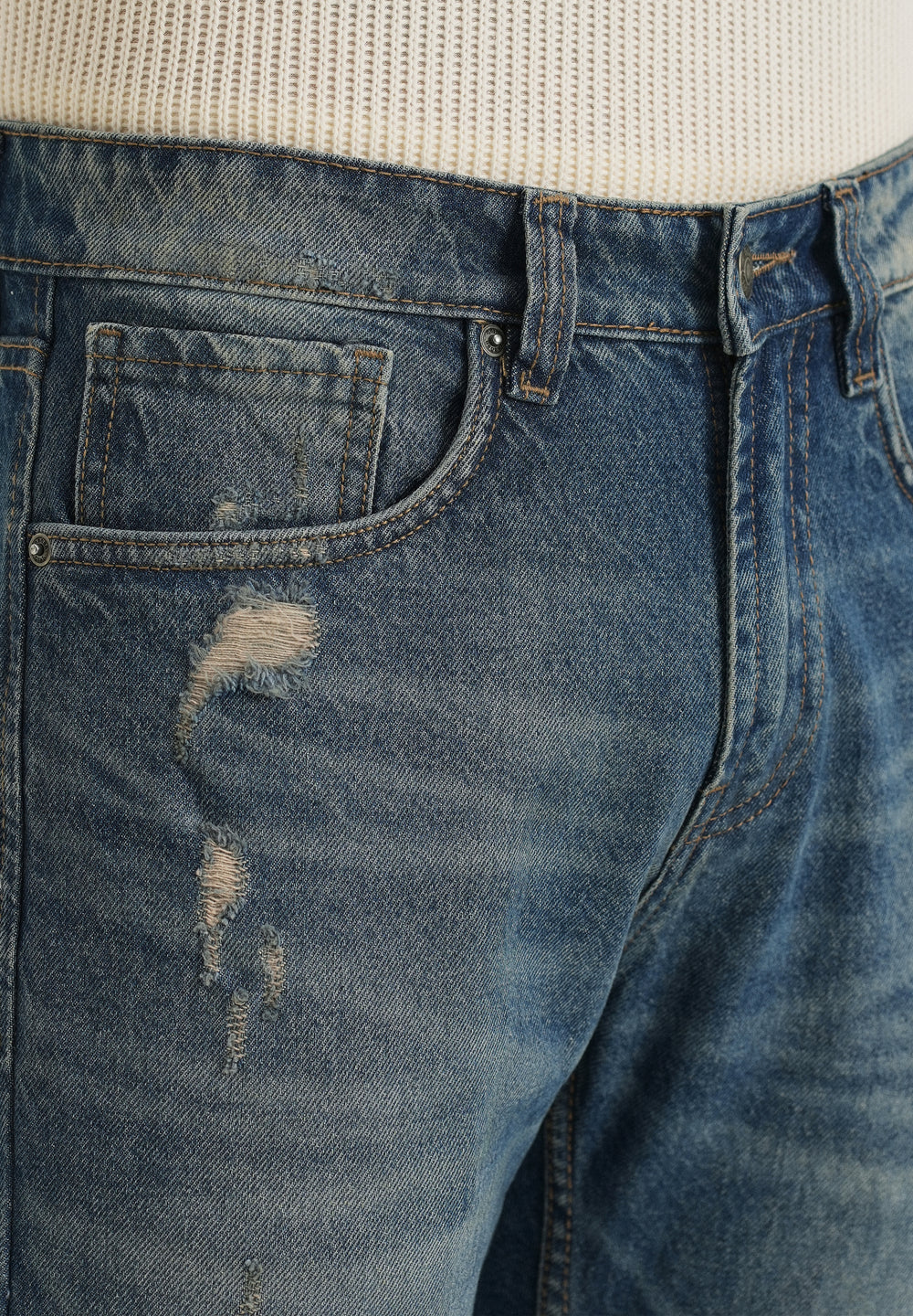 Ripped Blue Straight fit Jeans