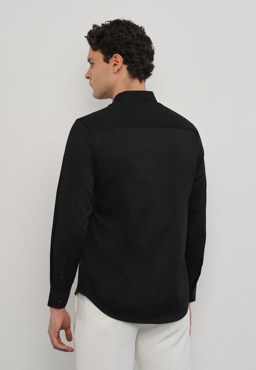 Rose Embroidered Black Designer Shirt