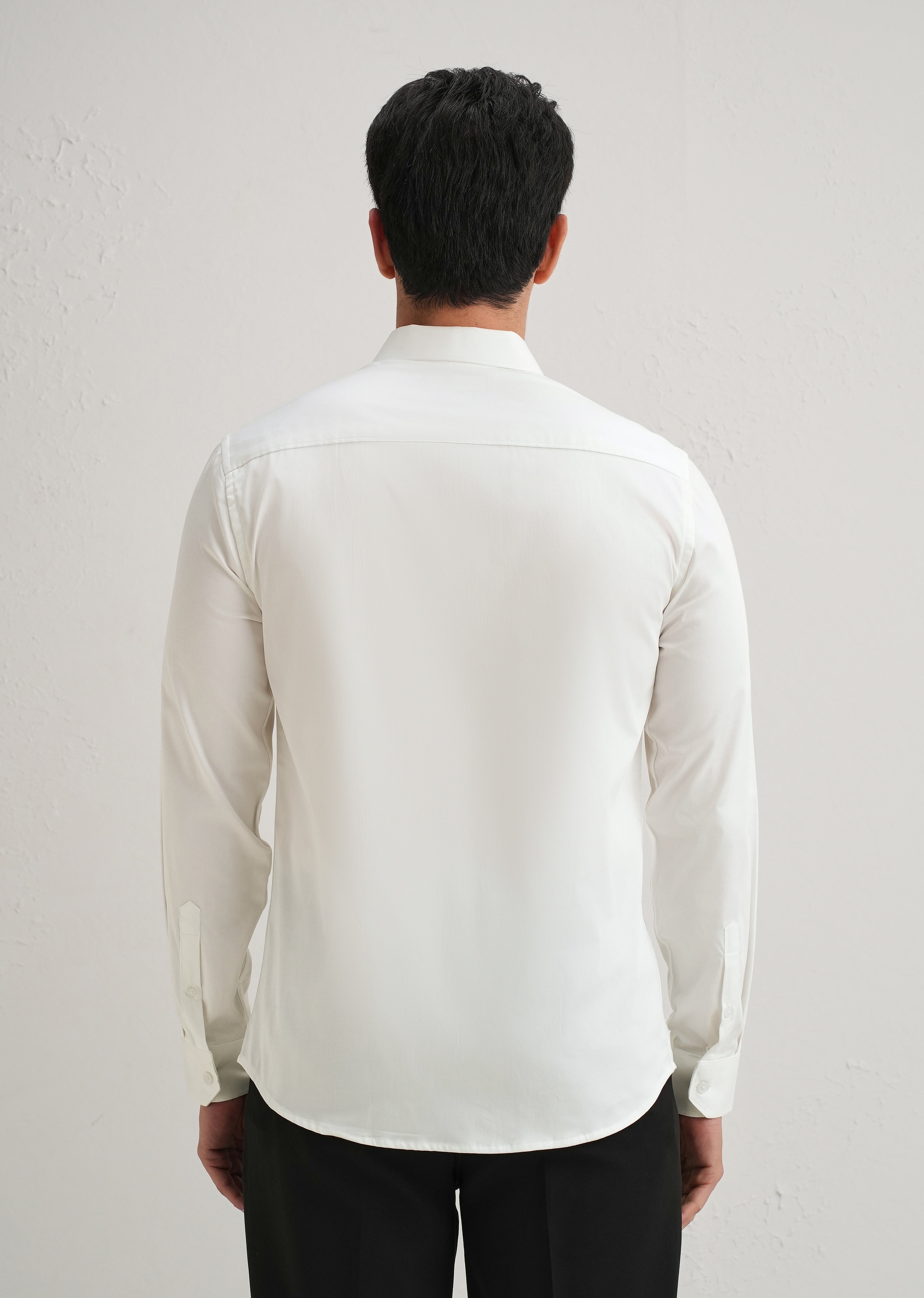 Rose Needle Work White Designer Shirt