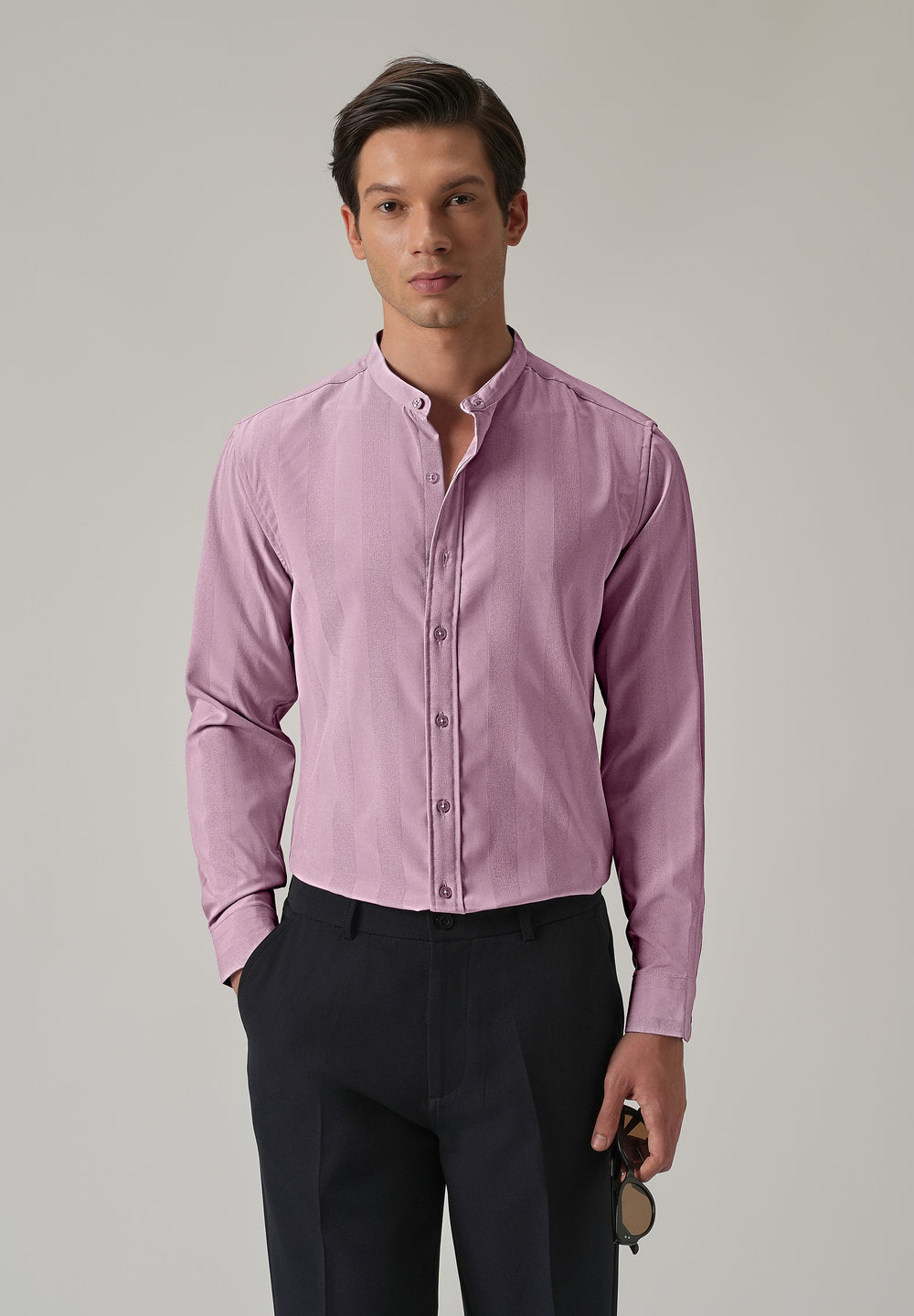 Rose Pink Plain Shein Patterned Shirt