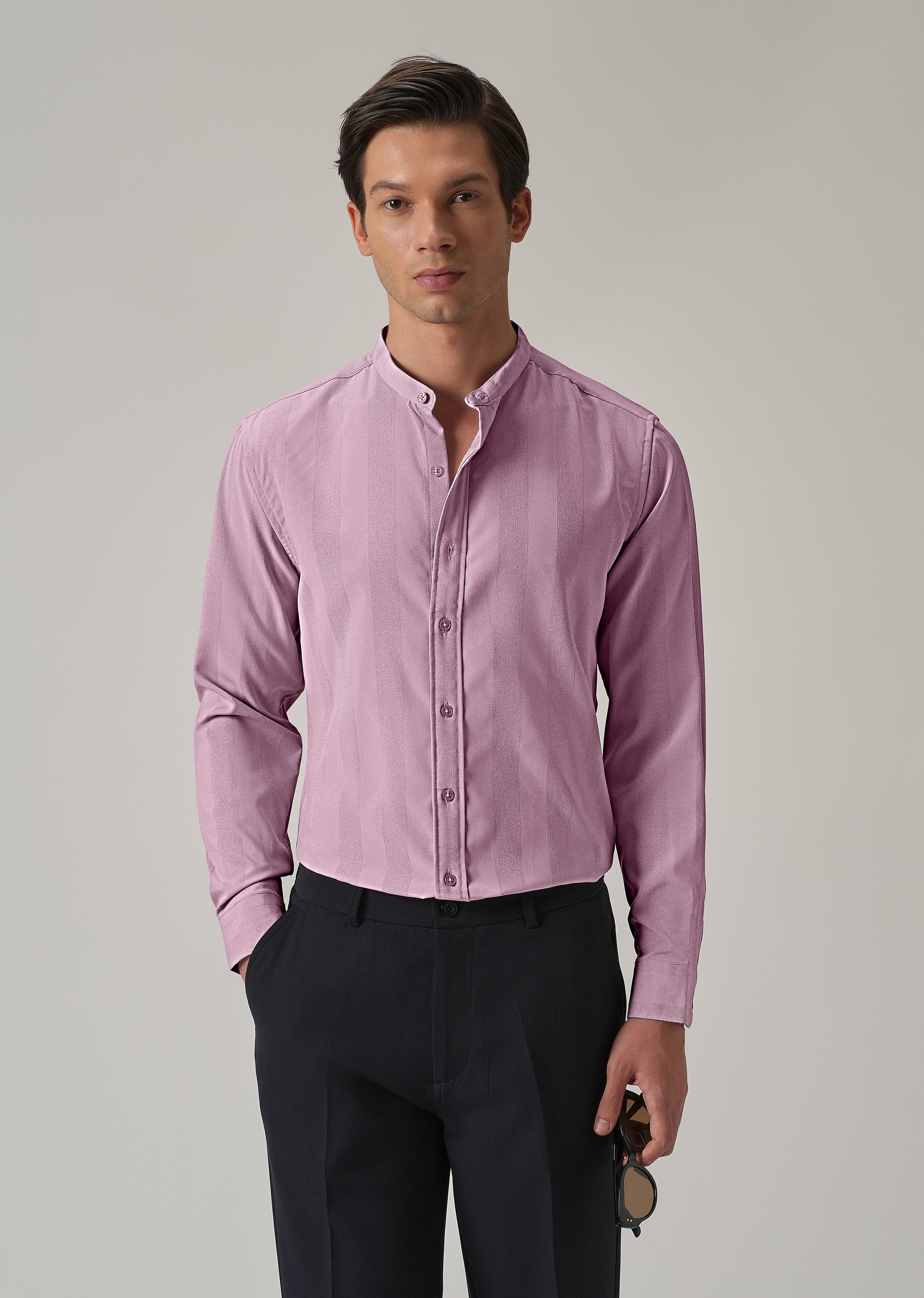 Rose Pink Plain Shein Patterned Shirt