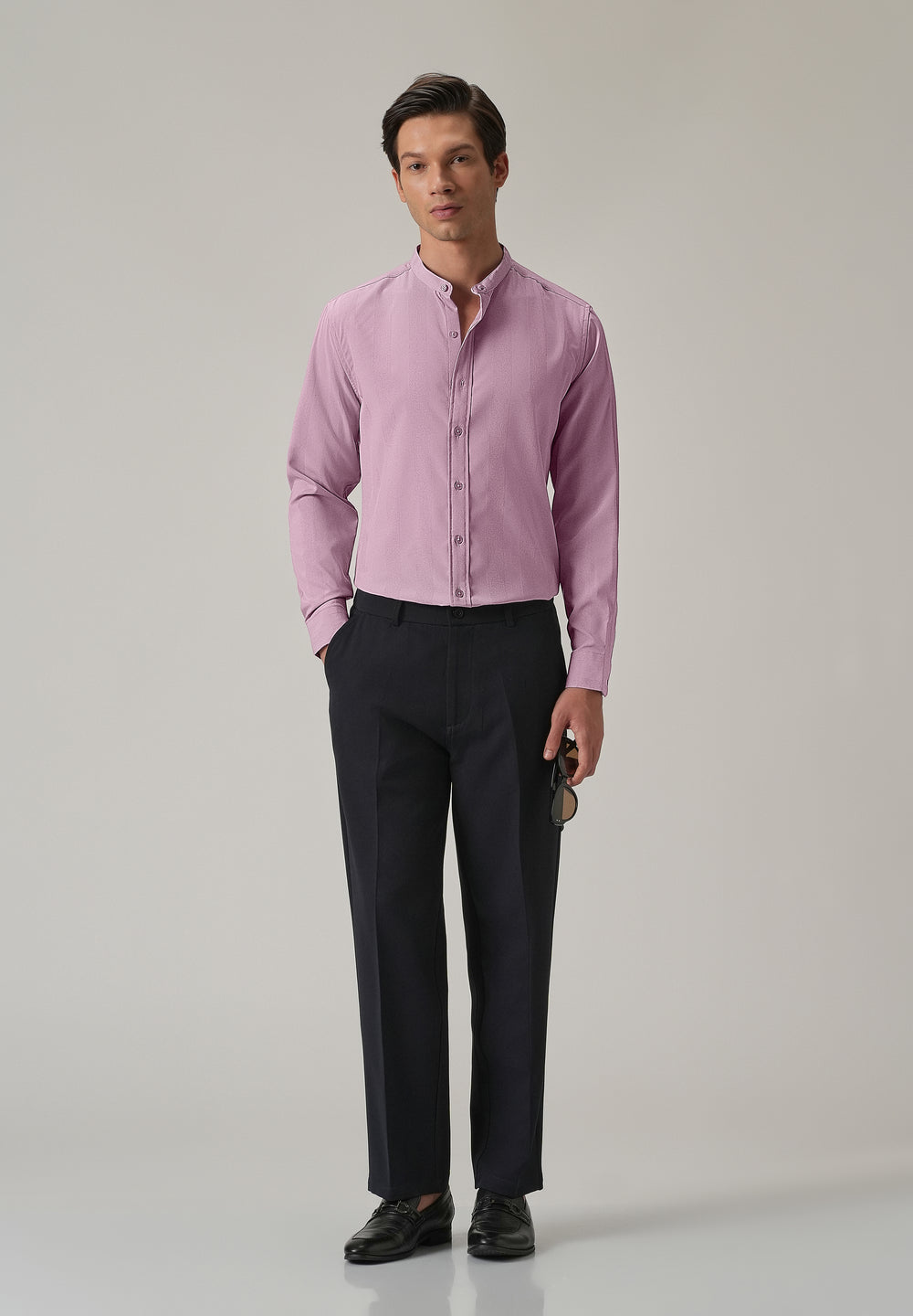 Rose Pink Plain Shein Patterned Shirt