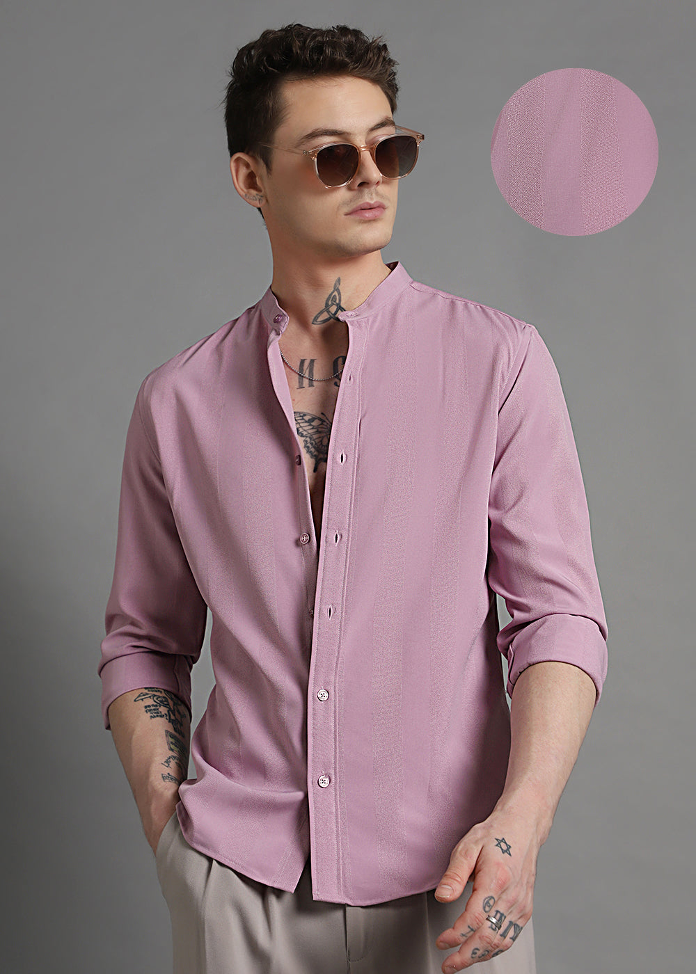 Rose Pink Shein Patterned Shirt