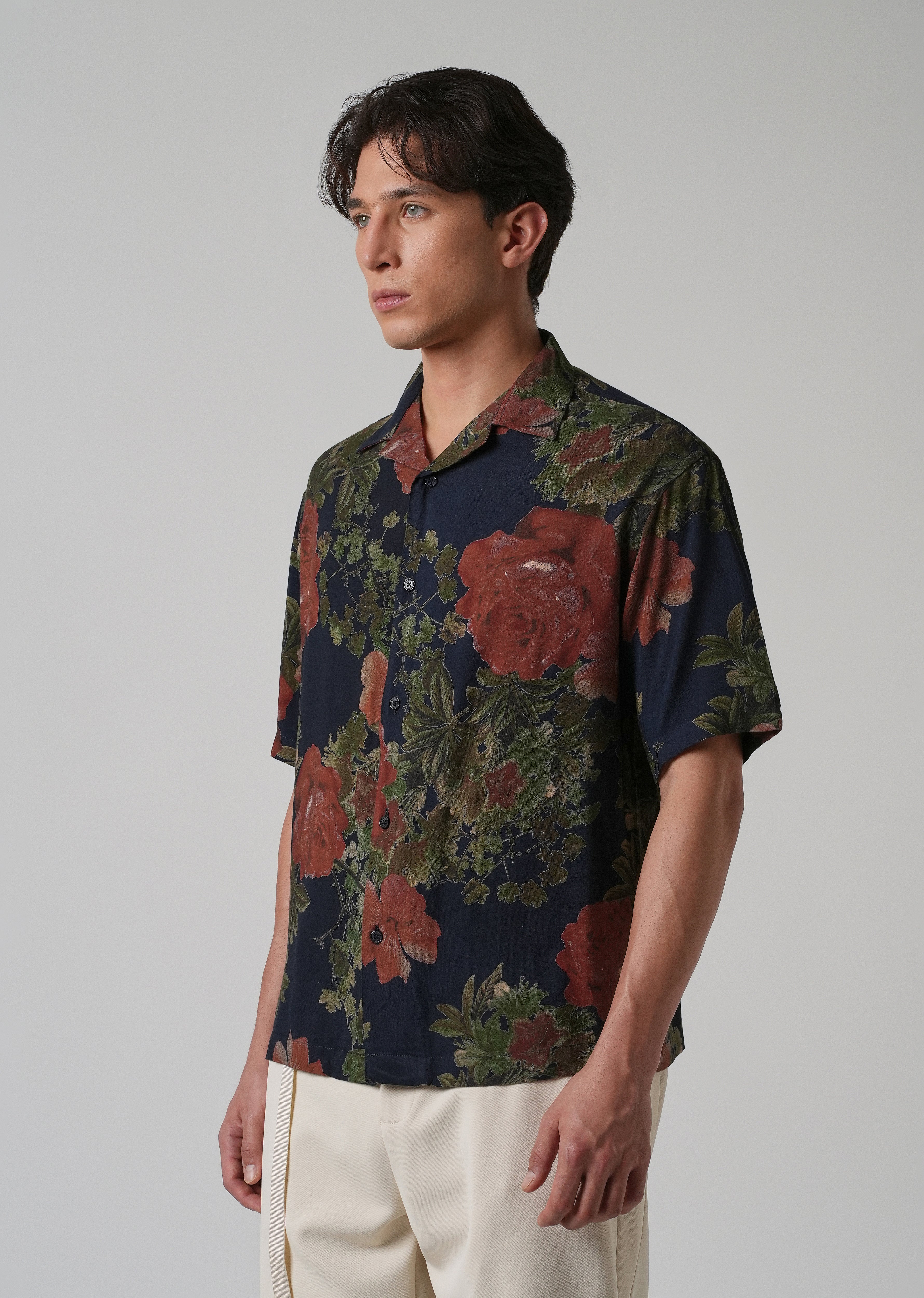 Rose Print Feather Shirt