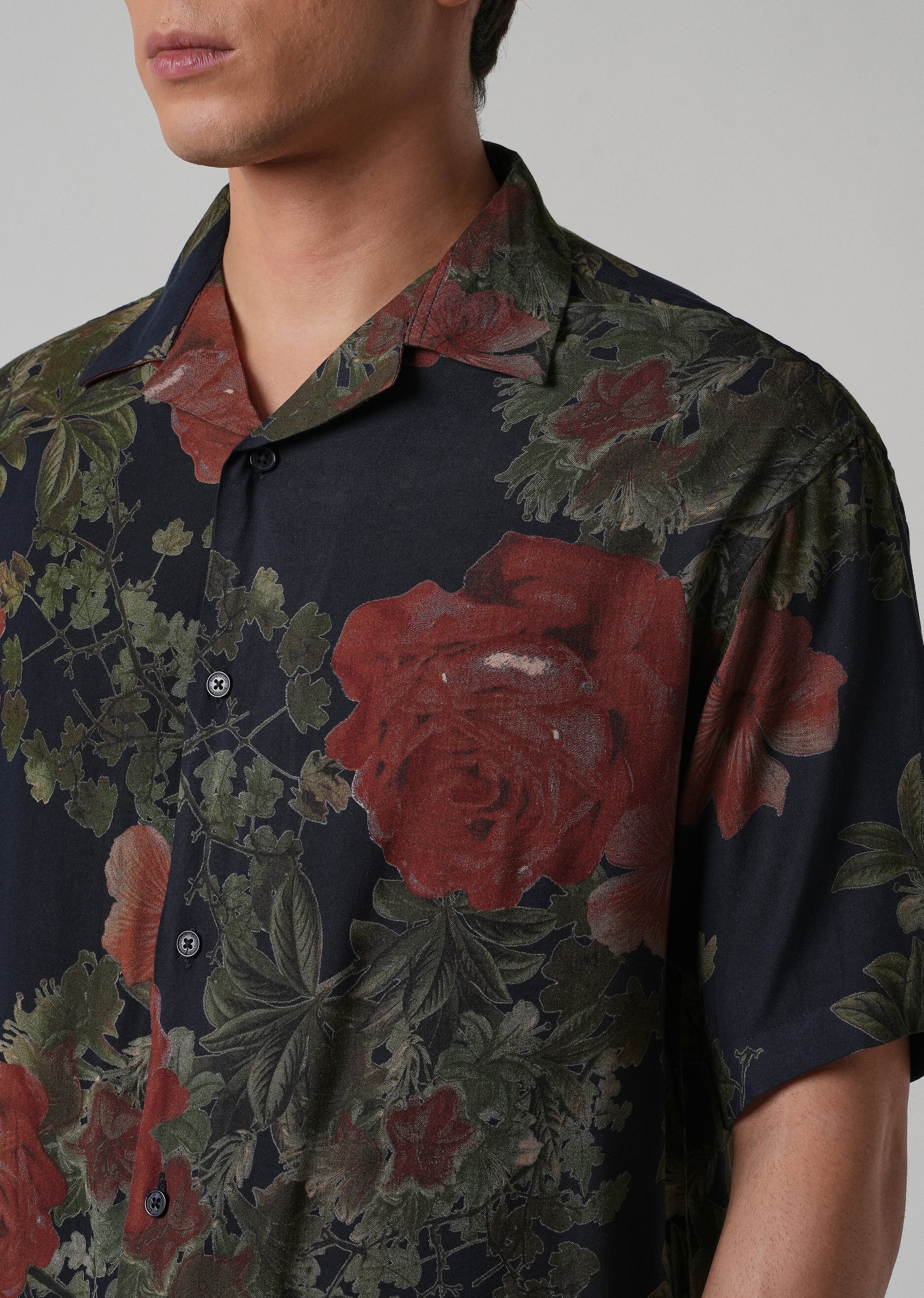 Rose Print Feather Shirt