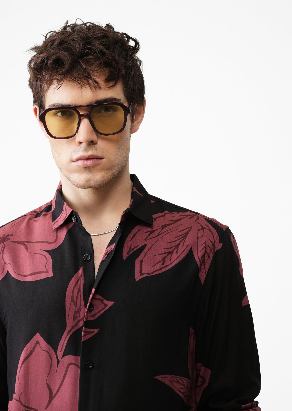 Rose Red Bold Floral Print Shirt