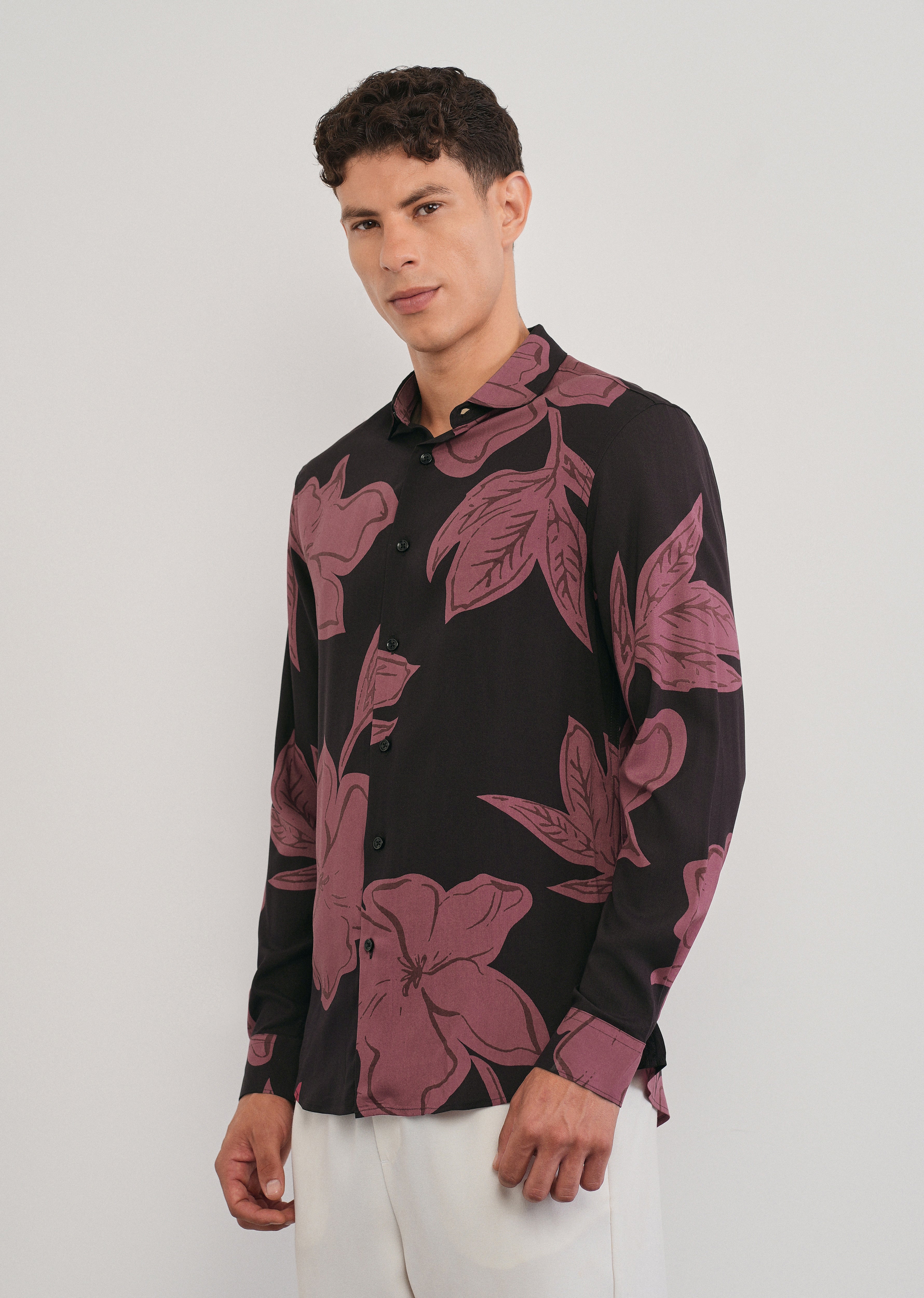 Rose Red Bold Floral Print Shirt