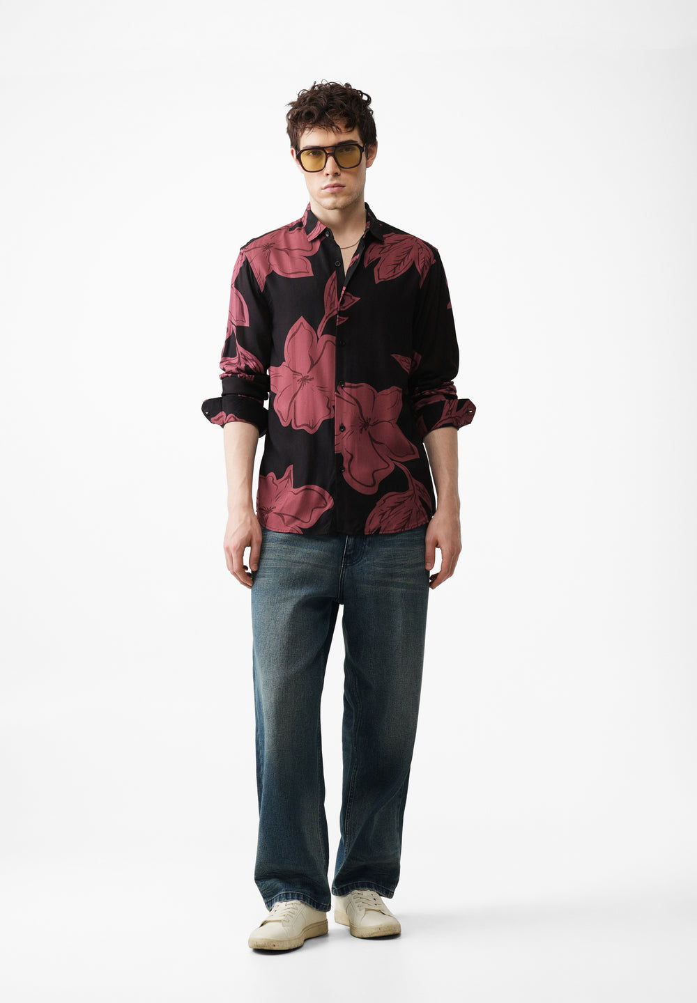 Rose Red Bold Floral Print Shirt