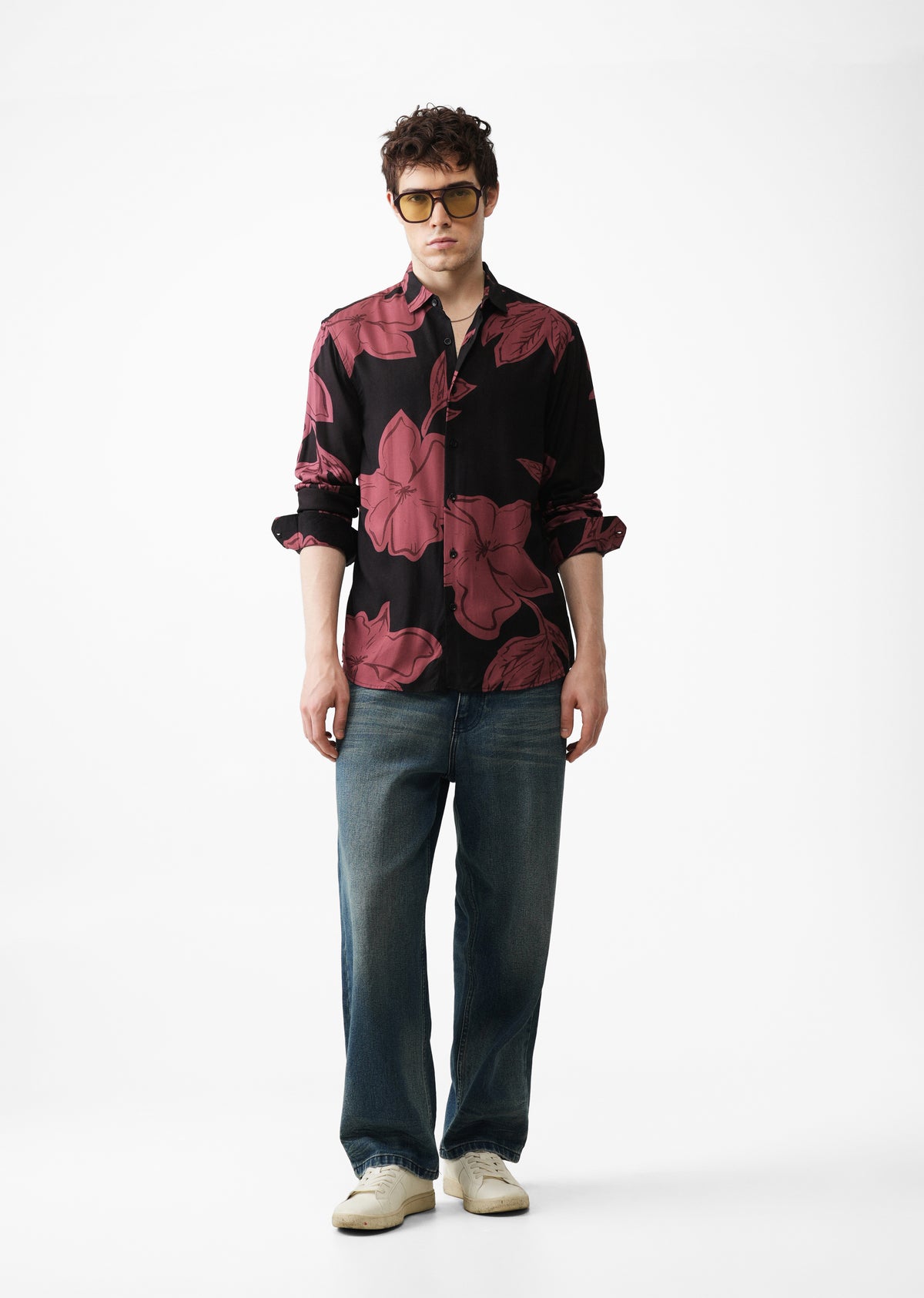 Rose Red Bold Floral Print Shirt
