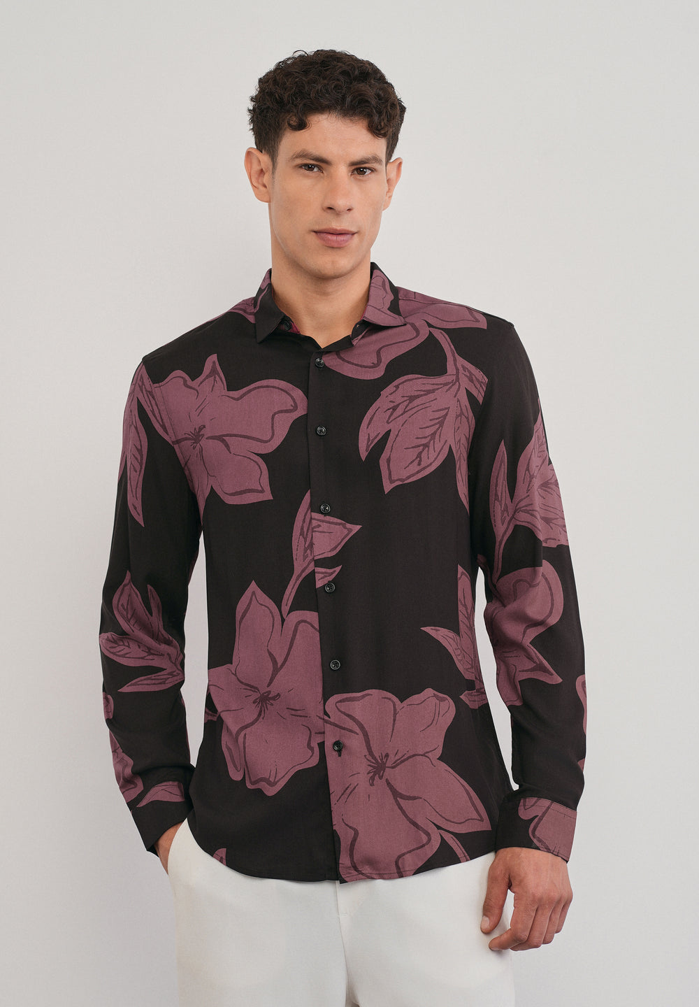 Rose Red Bold Floral Print Shirt