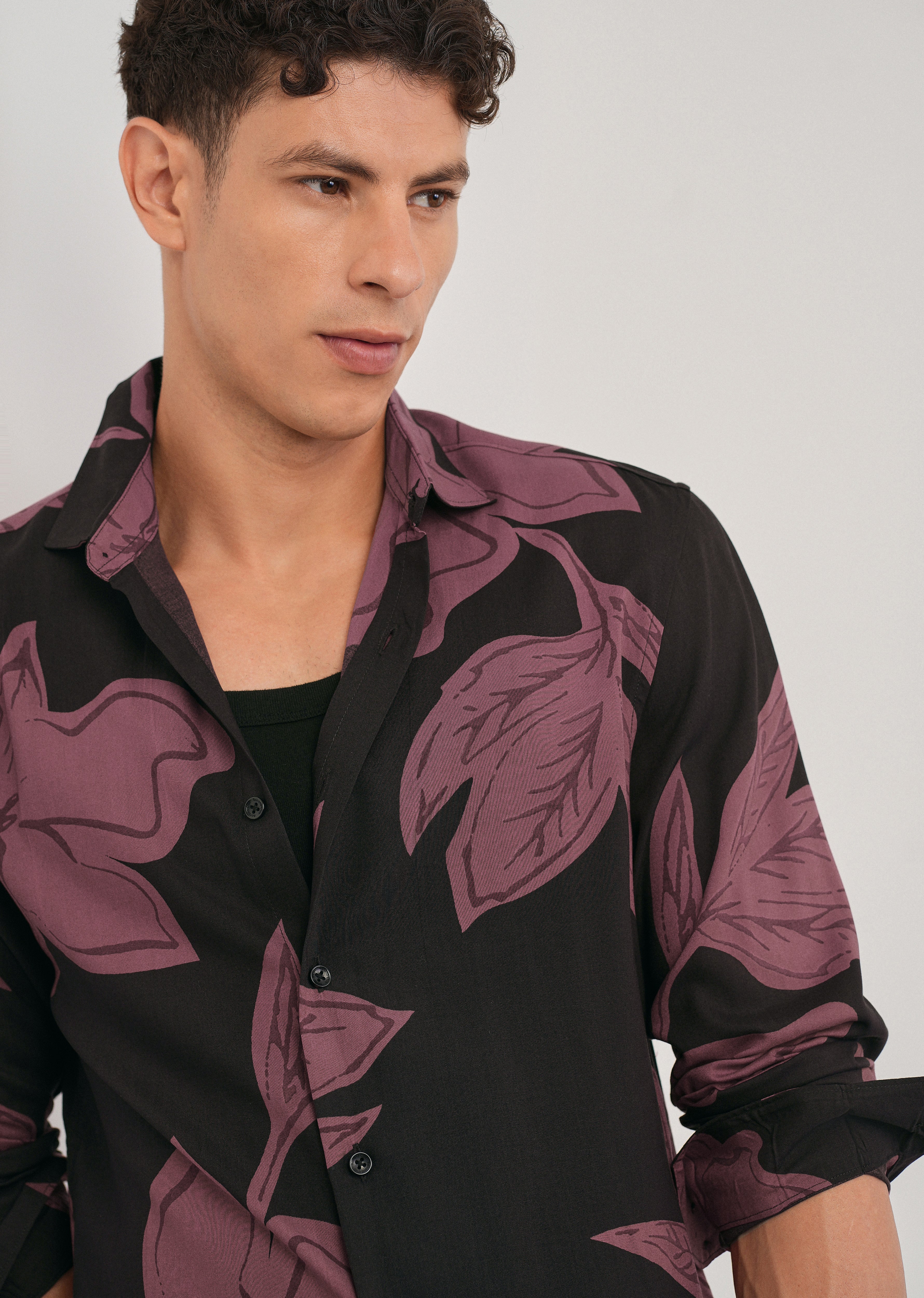 Rose Red Bold Floral Print Shirt