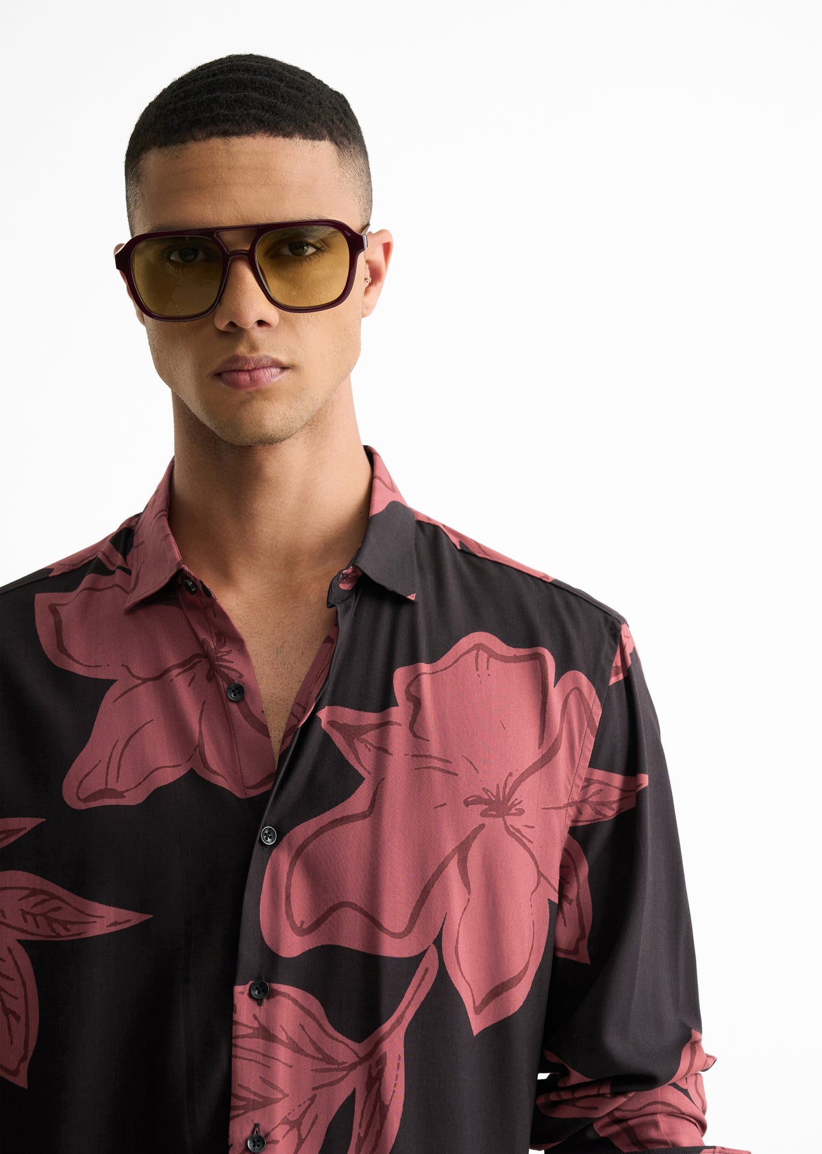Rose Red Bold Floral Print Shirt