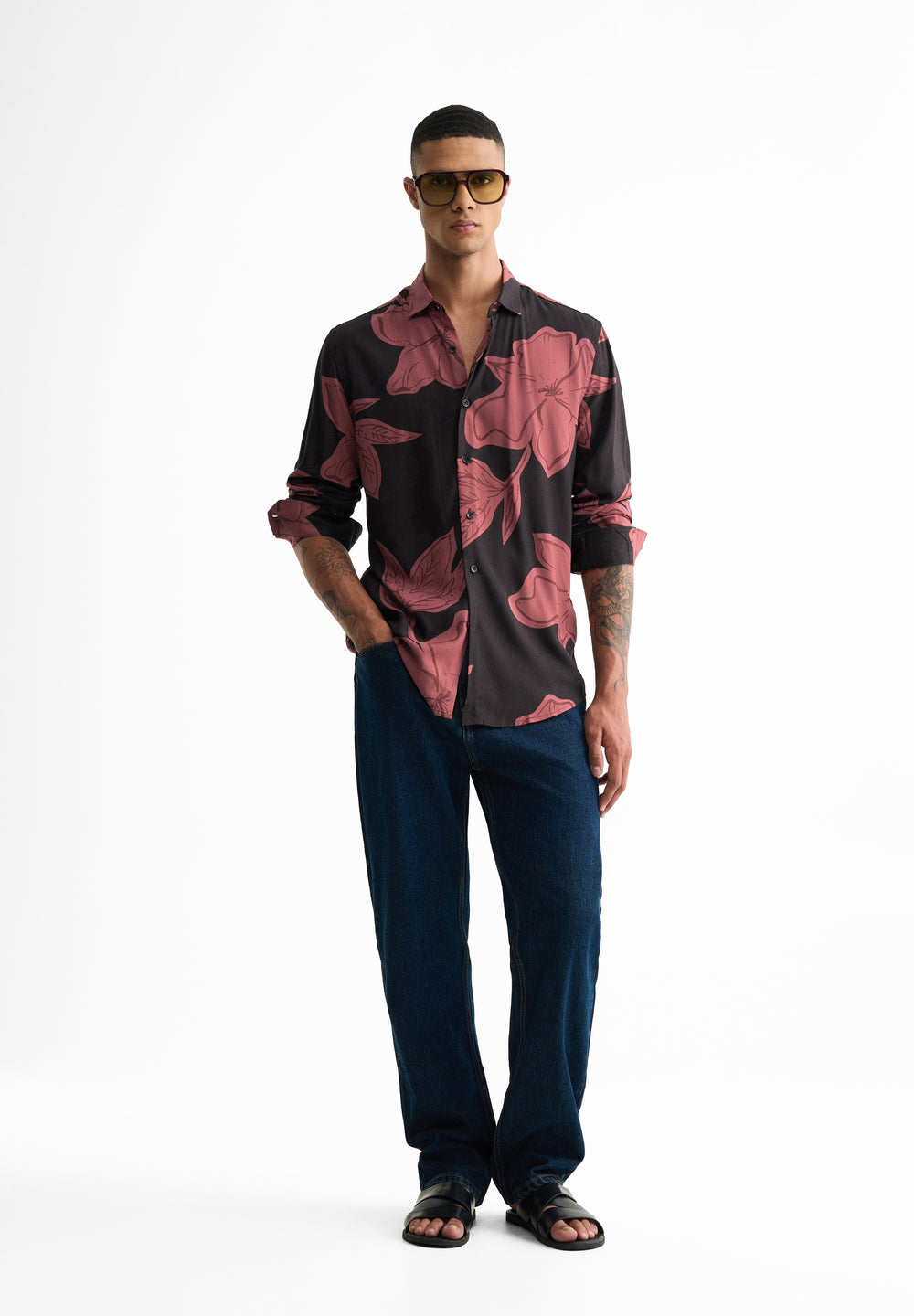 Rose Red Bold Floral Print Shirt
