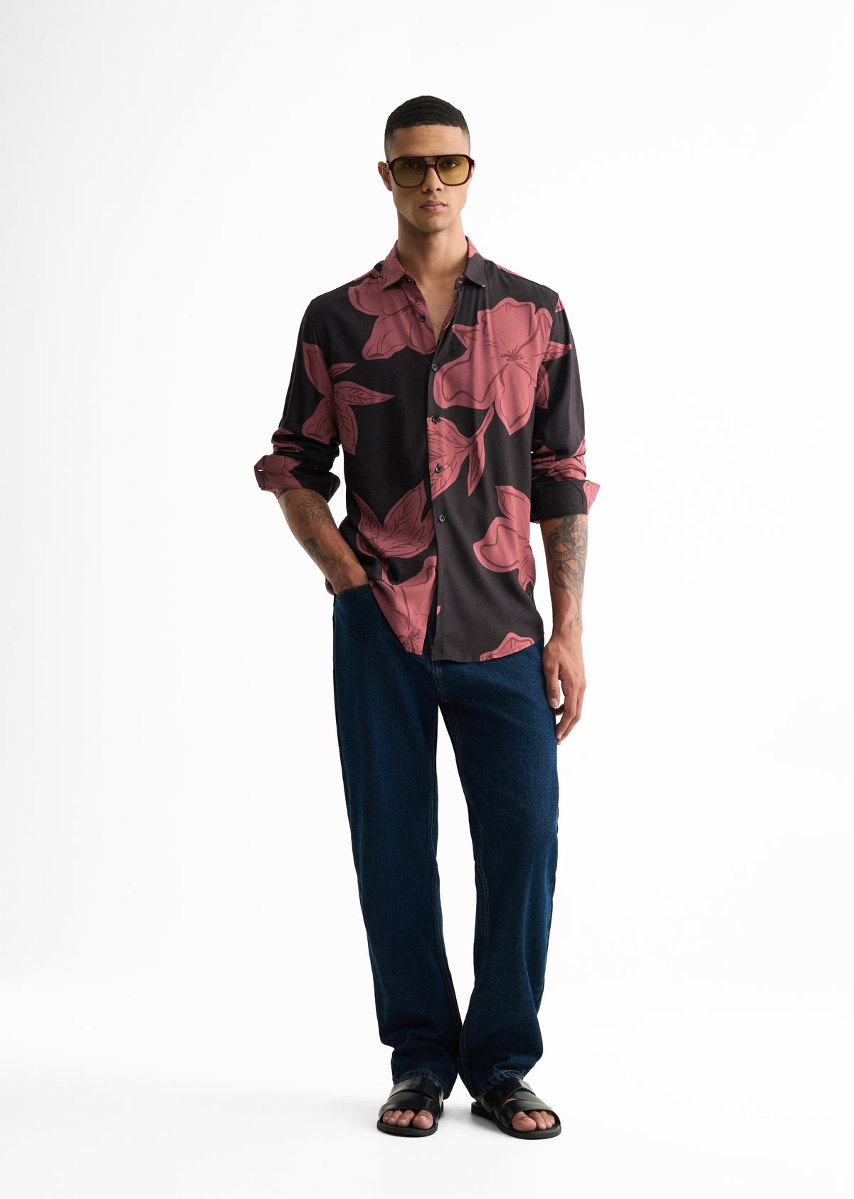 Rose Red Bold Floral Print Shirt