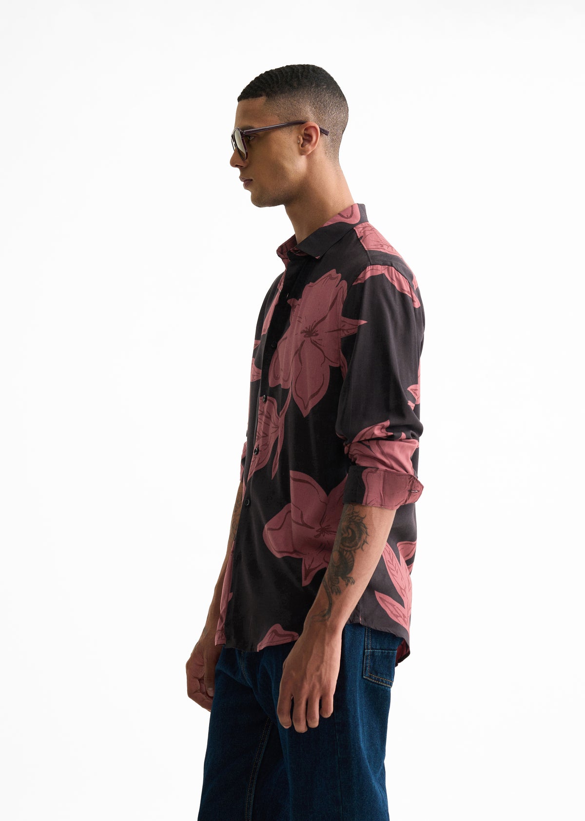 Rose Red Bold Floral Print Shirt