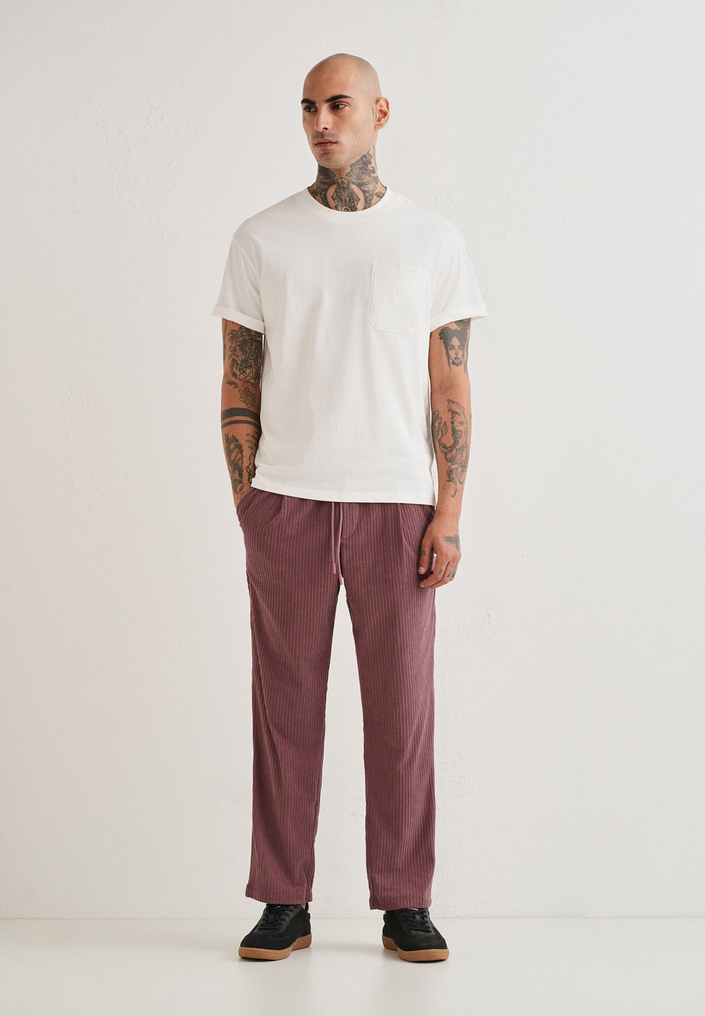 Rouge Pink Drawstring Corduroy Pant
