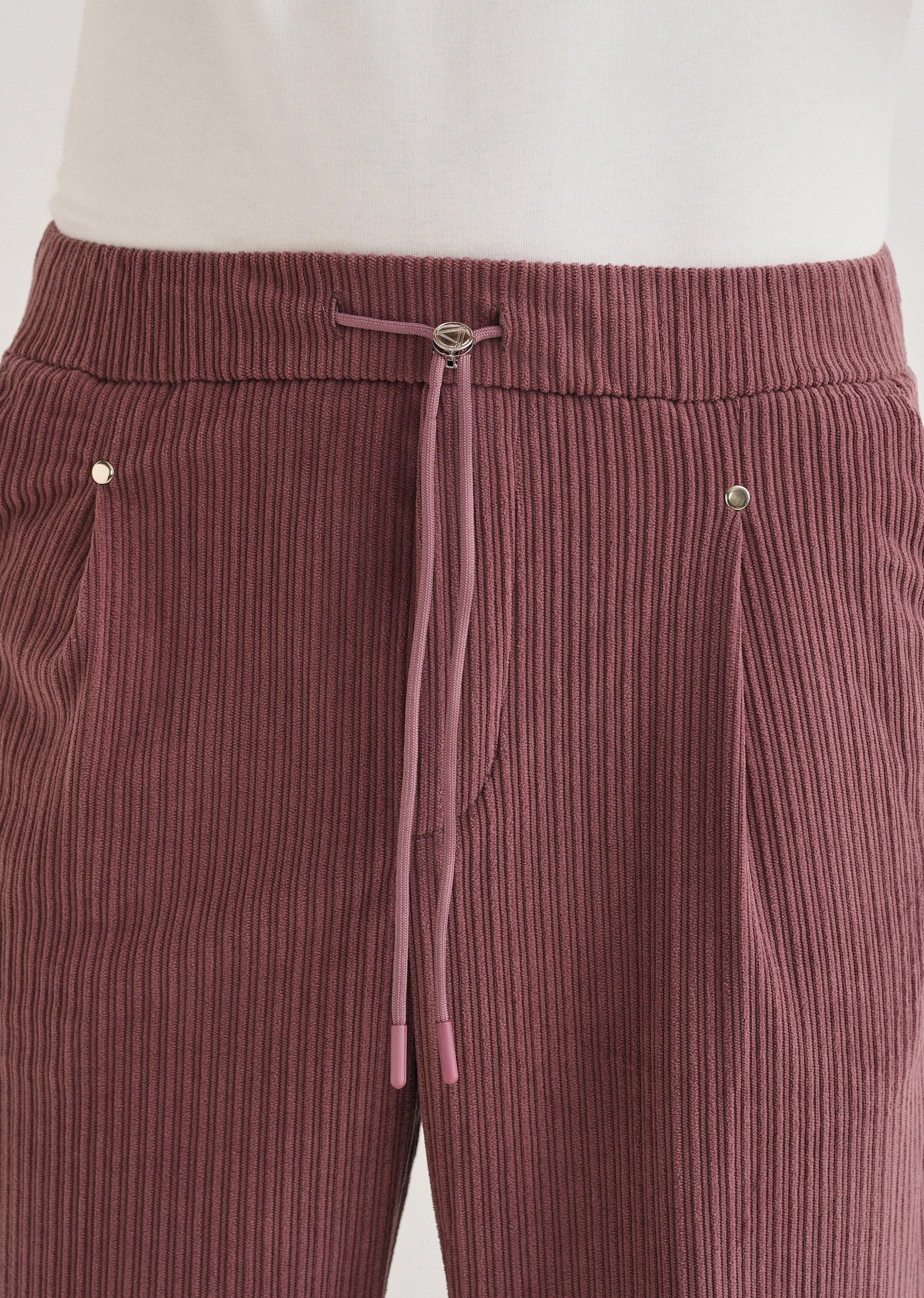 Rouge Pink Drawstring Corduroy Pant
