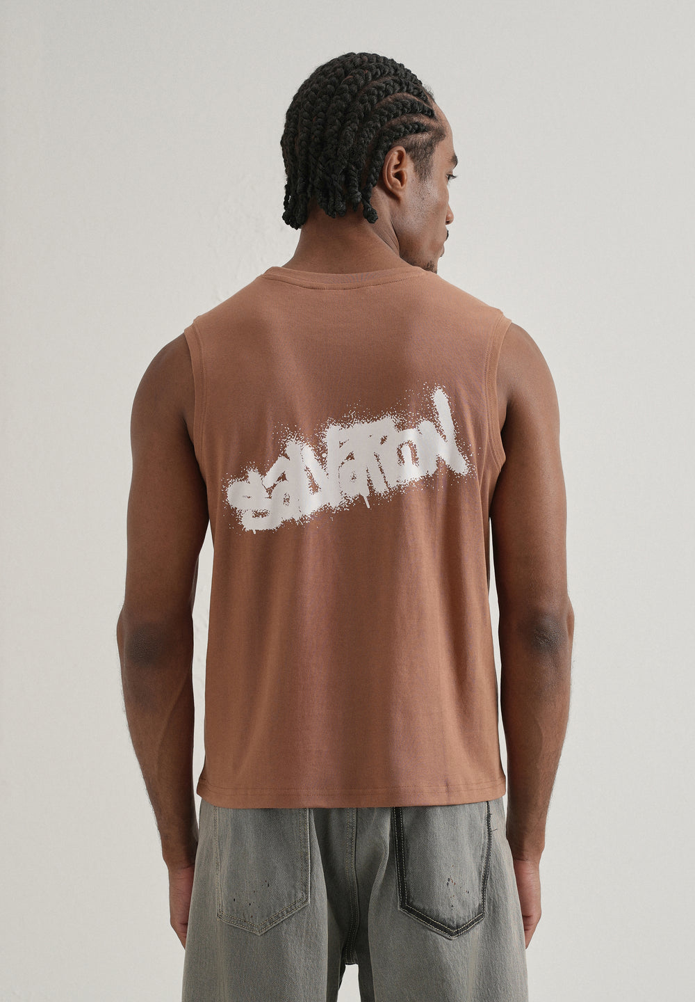 Rust Brown Graffiti Printed Tank