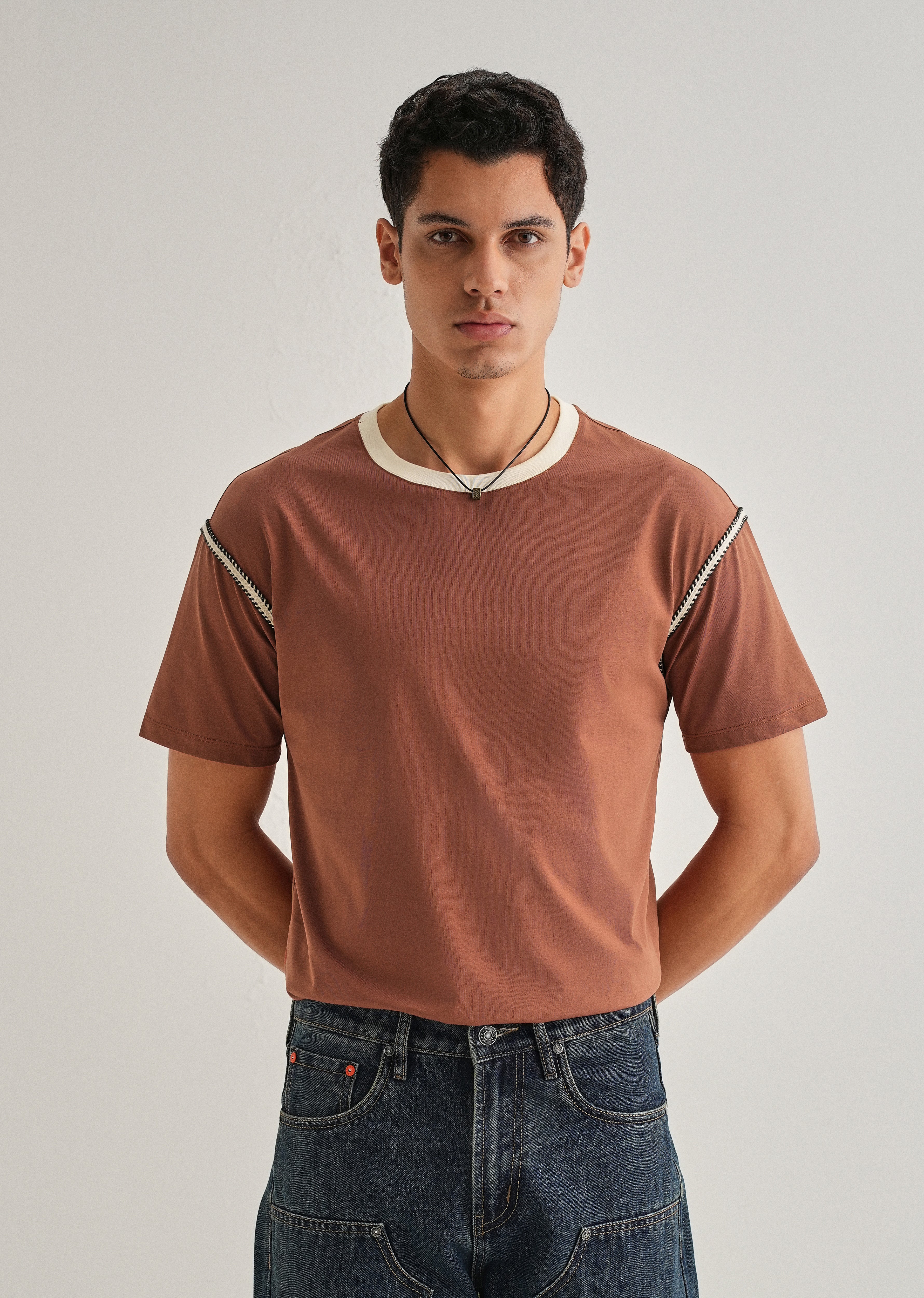 Rust Red Lace Applique T-shirt