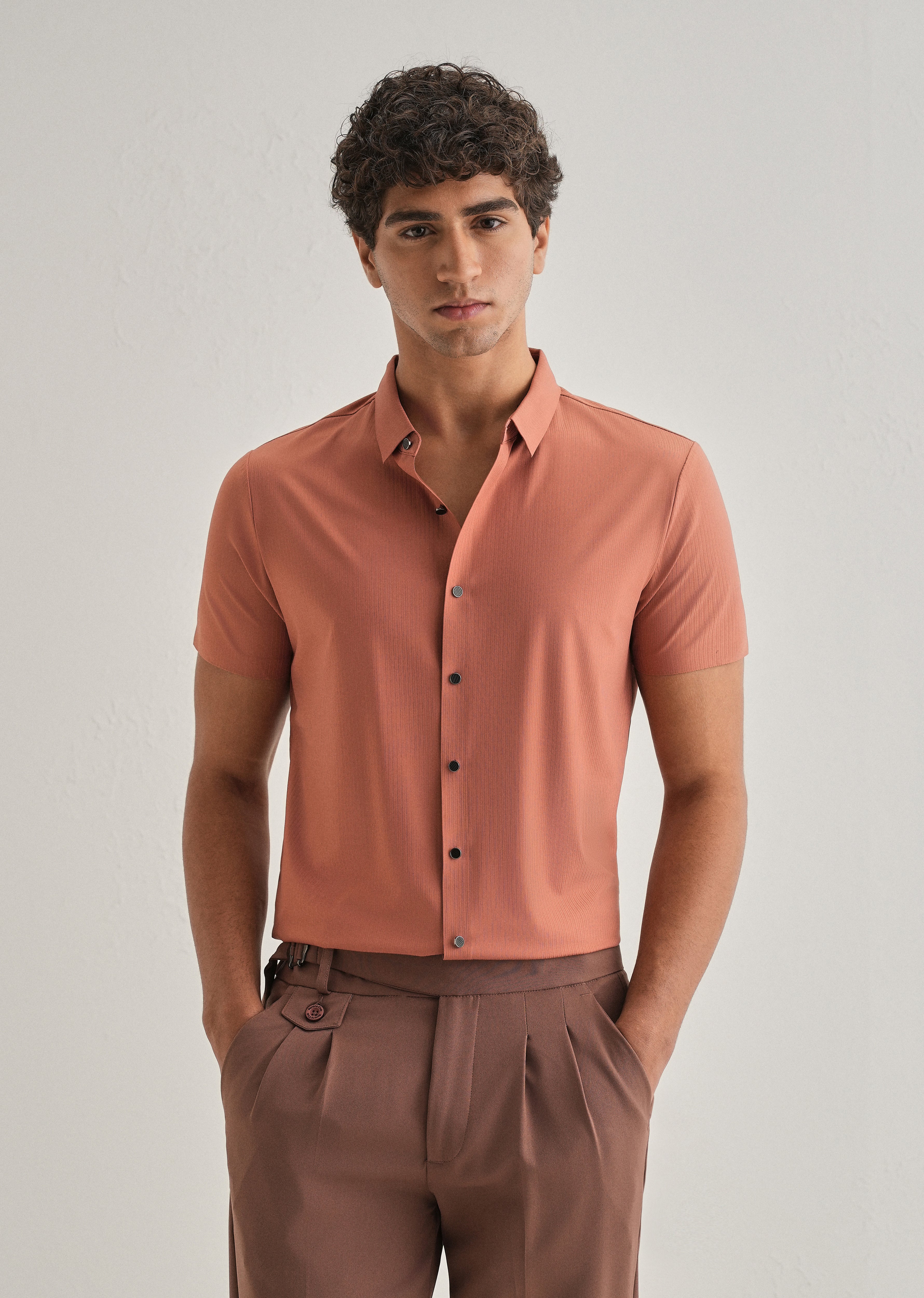 Rust Stripe Seamless Shirt
