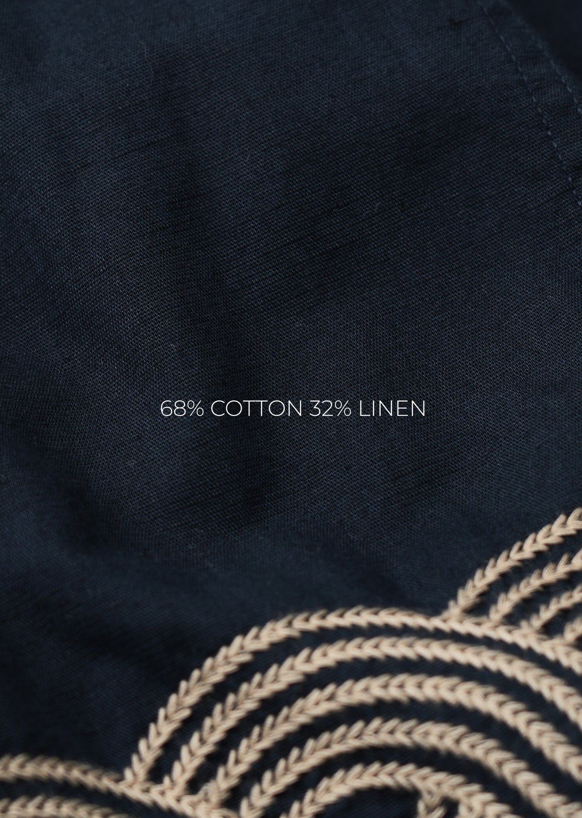 Navy Blue Placement Embroidery Shirt