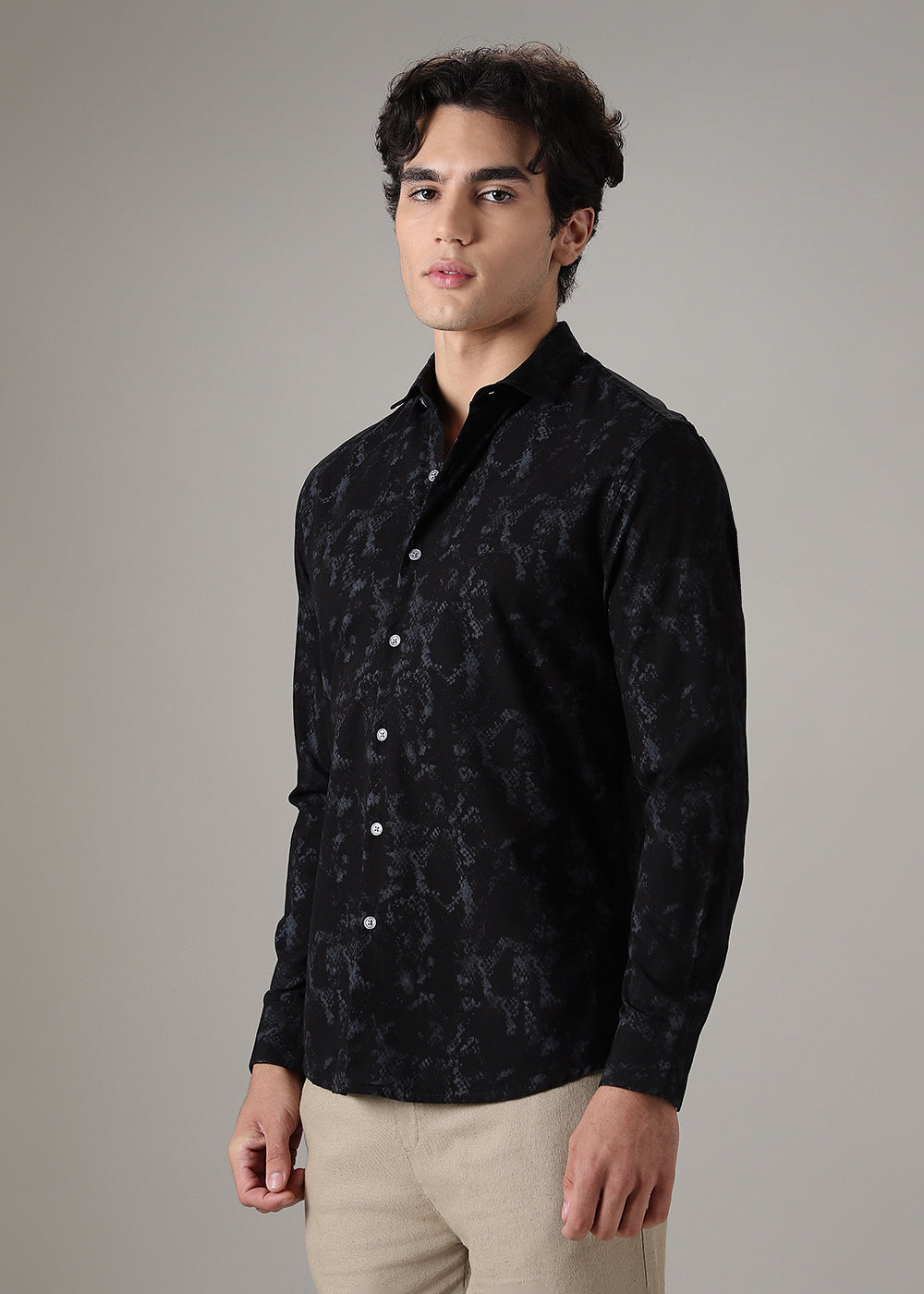 Sable Black Abstract Printed Shirt