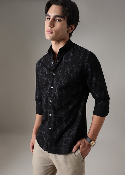 Sable Black Abstract Printed Shirt