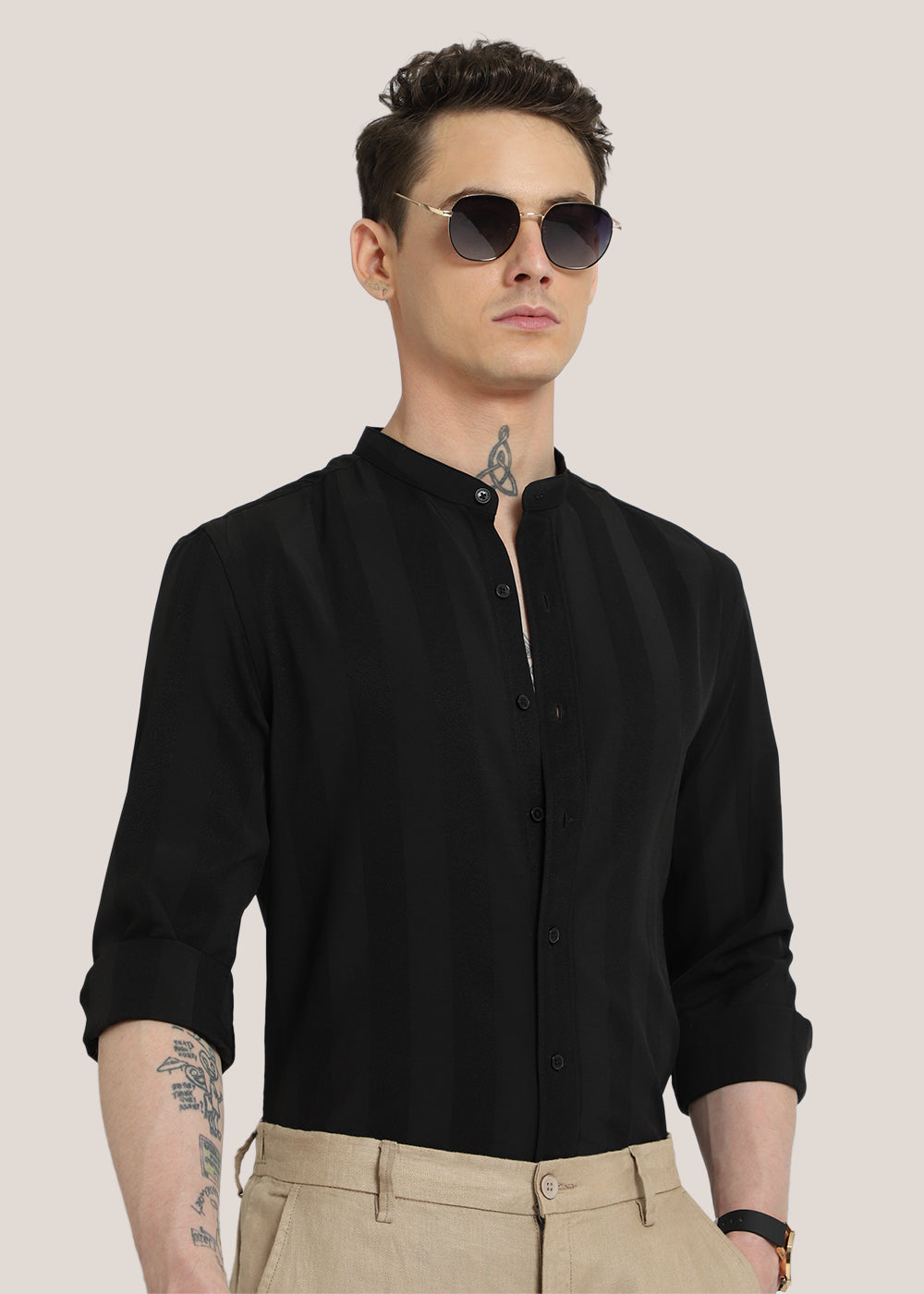 Sable Black Shein Patterned Shirt
