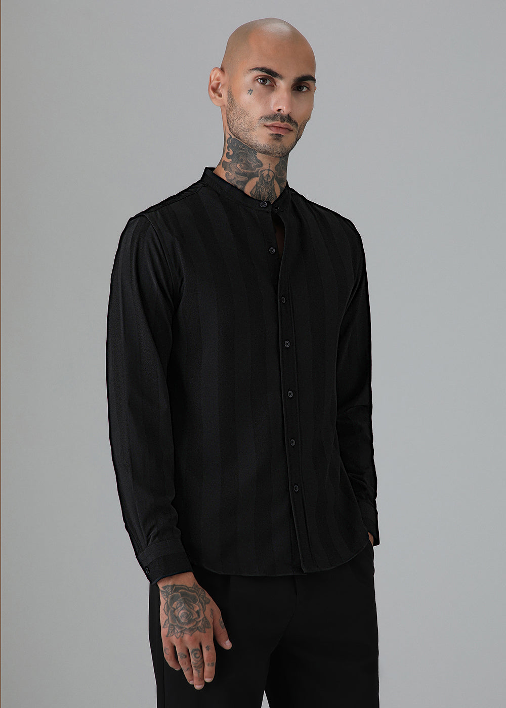 Sable Black Shein Patterned Shirt