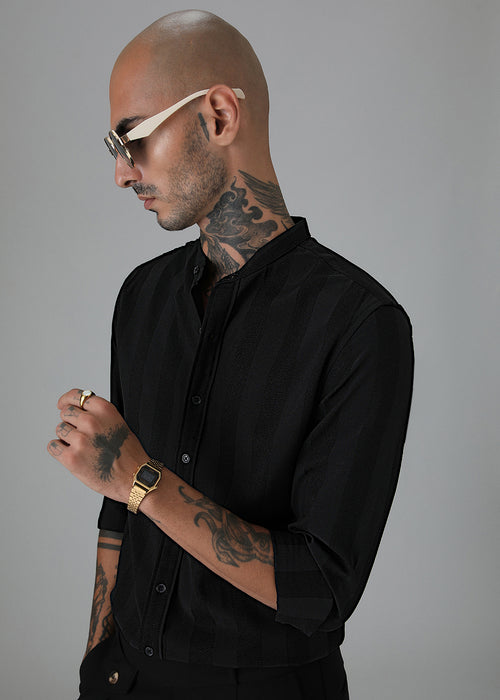 Sable Black Shein Patterned Shirt