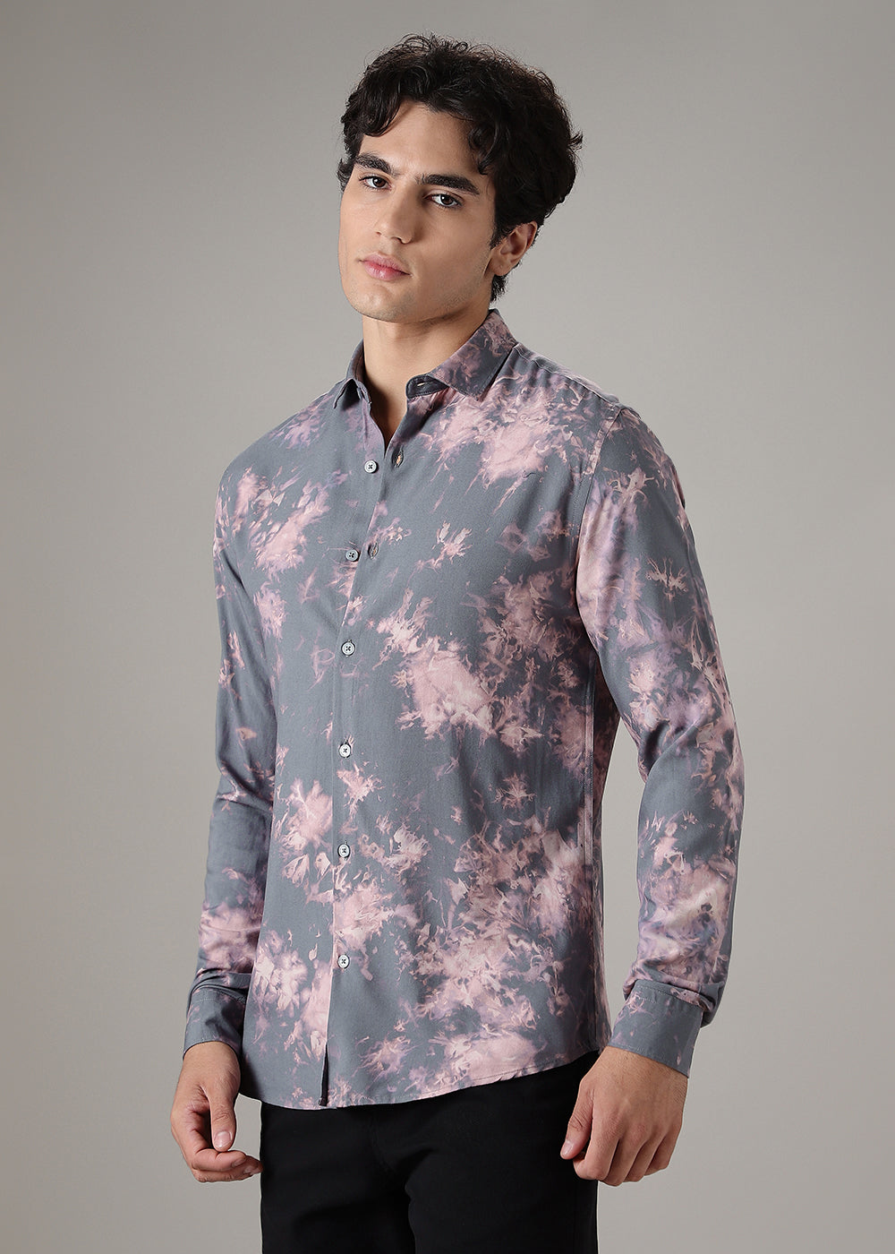 Sable Grey Abstract Printed Shirt