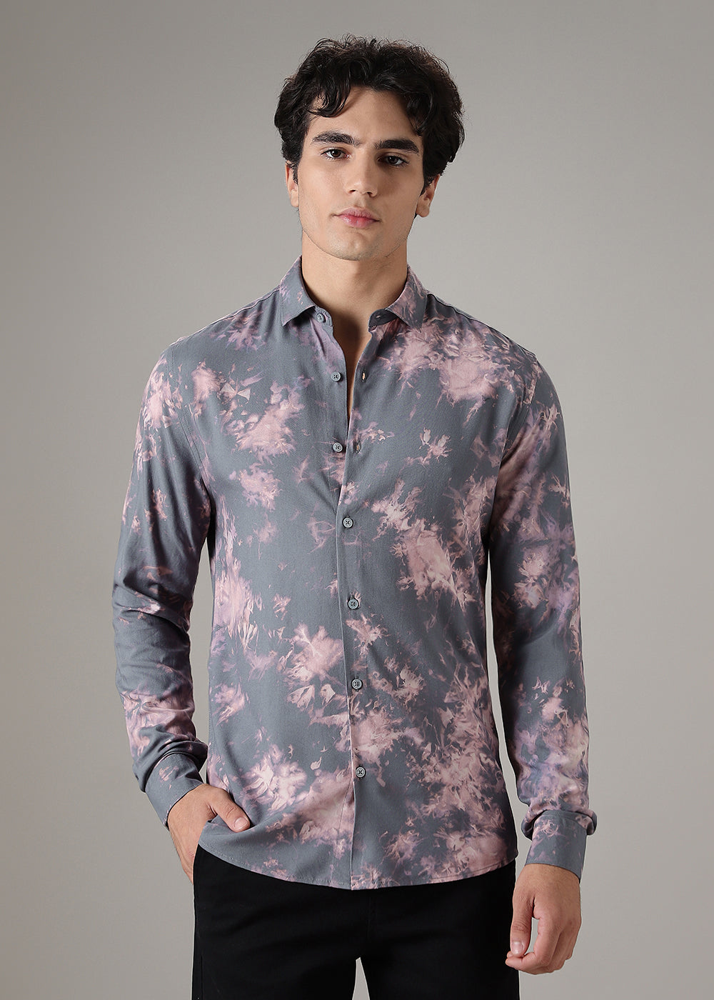 Sable Grey Abstract Printed Shirt