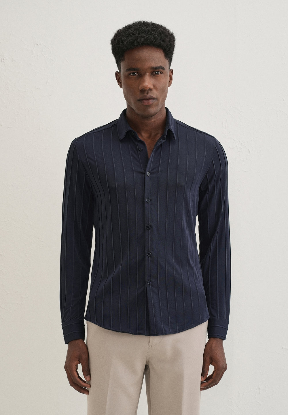 Sable Blue Plain Stripe Shirt