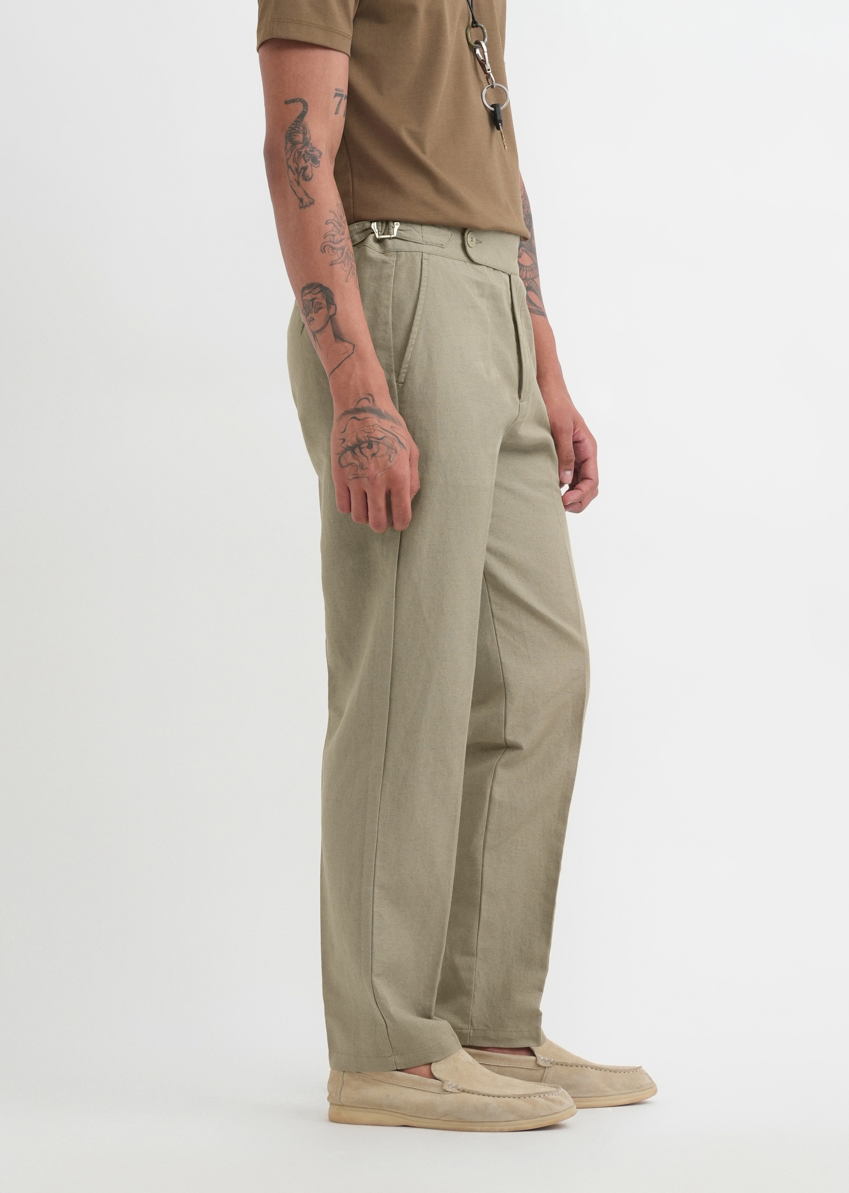 Sage Cotton Linen Gurkha Pant
