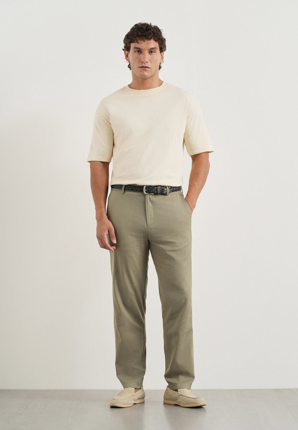 Sage Cotton Linen Regular Fit Pant